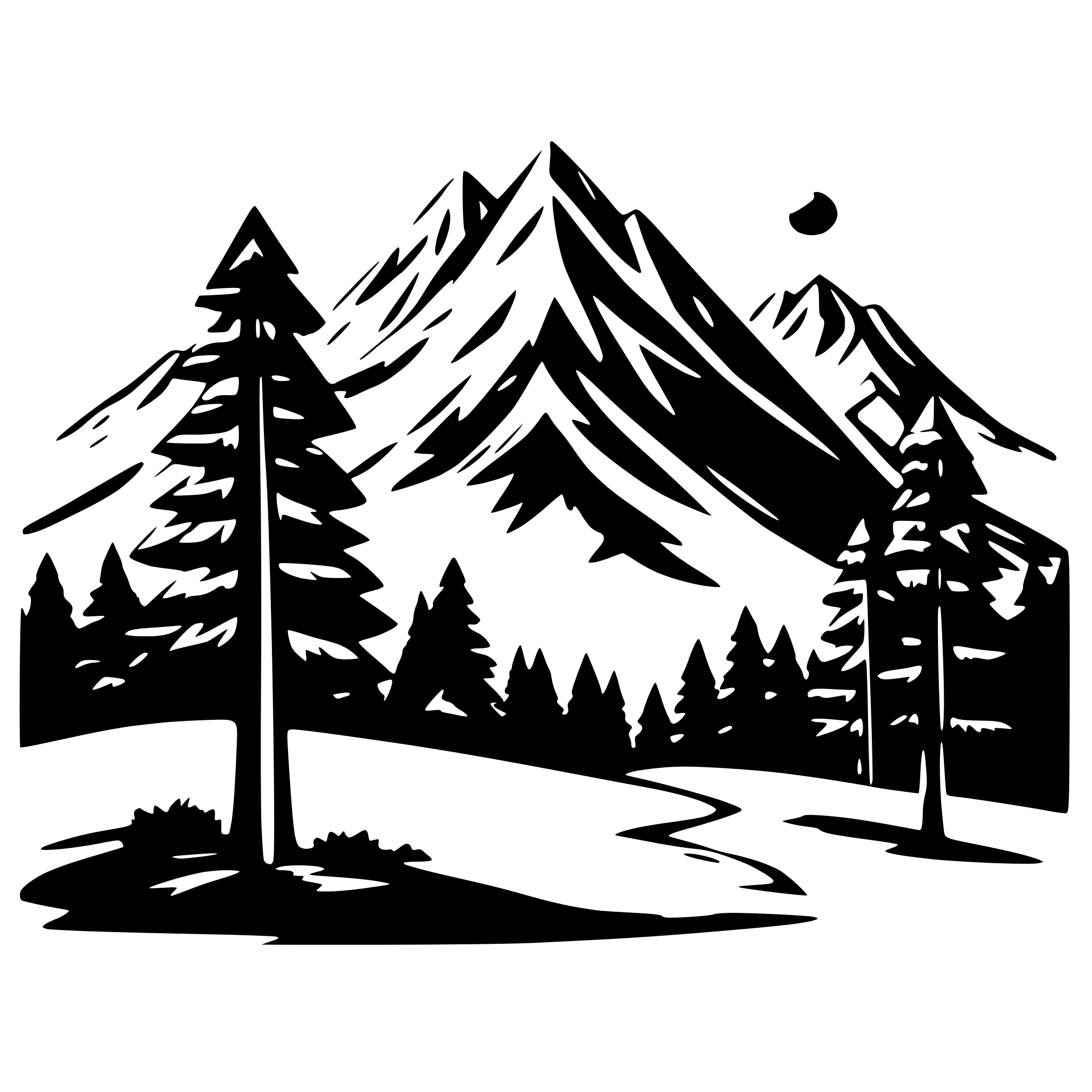 AI-generated SVG of a Mountains and Trees with Text at the Top saying PACK 781 AI-generated SVG of a Mountains and Trees with Text at the Top saying PACK 781