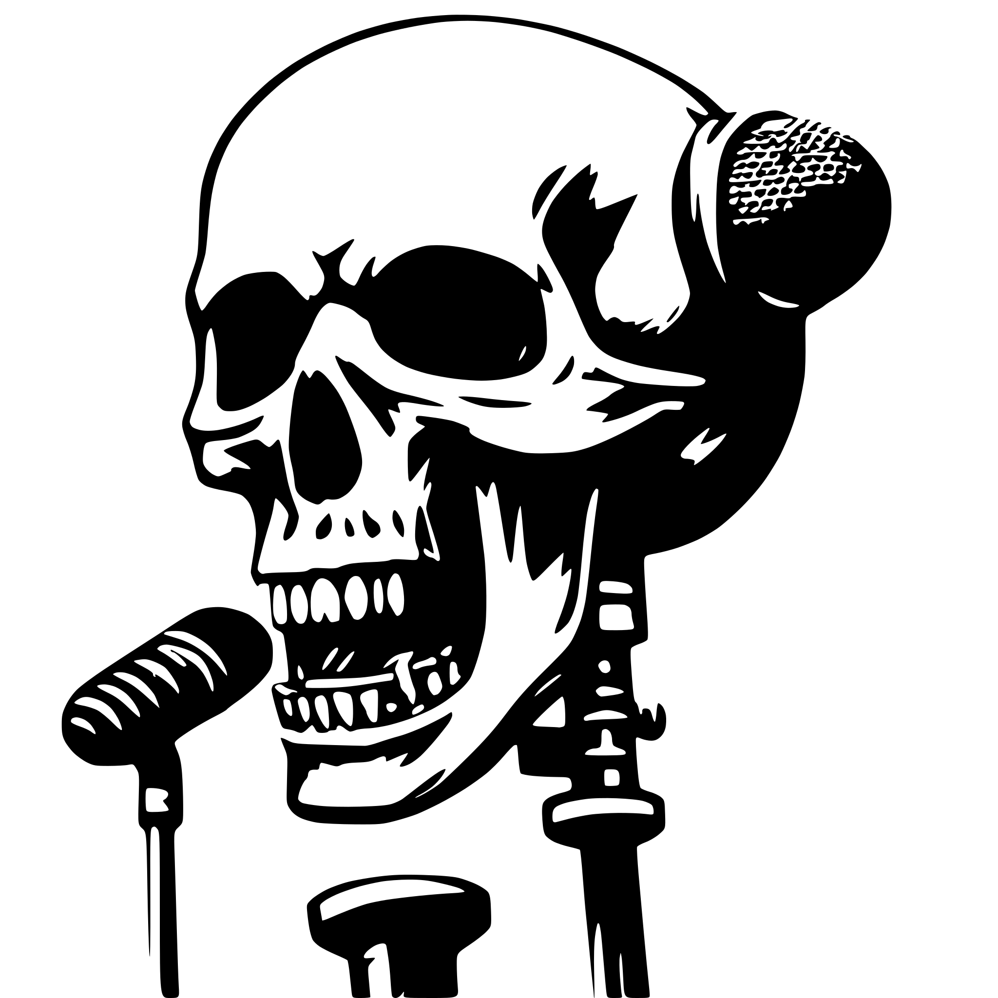 AI-generated SVG of 'skull screaming into microphone'