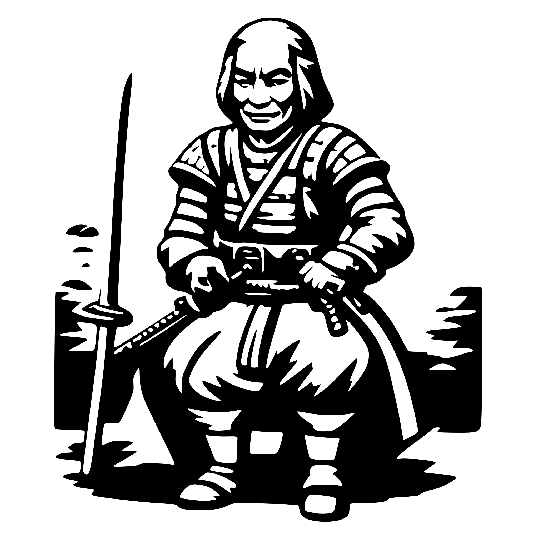 AI-generated SVG of a old samurai
