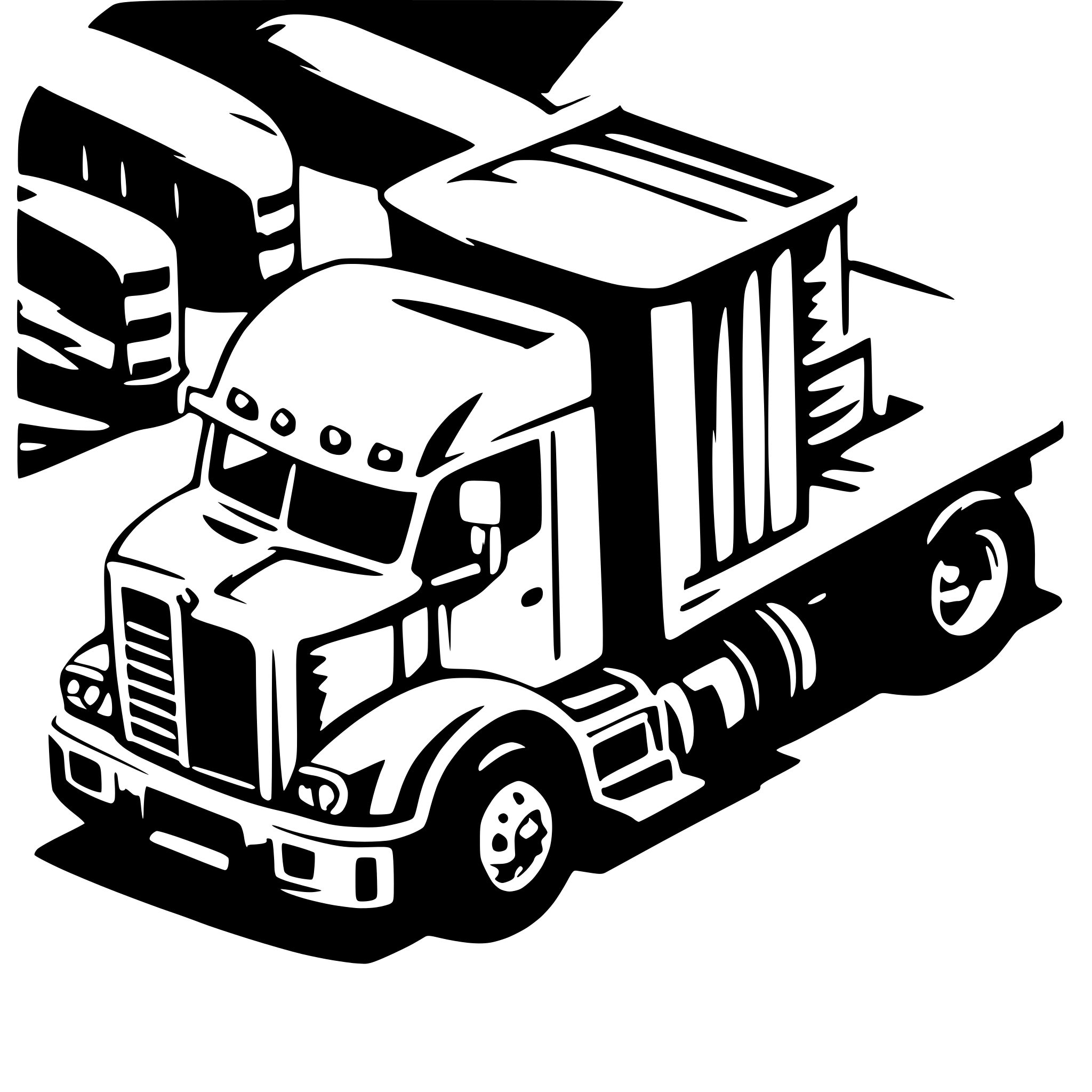 AI-generated SVG of 'semi truck from above'