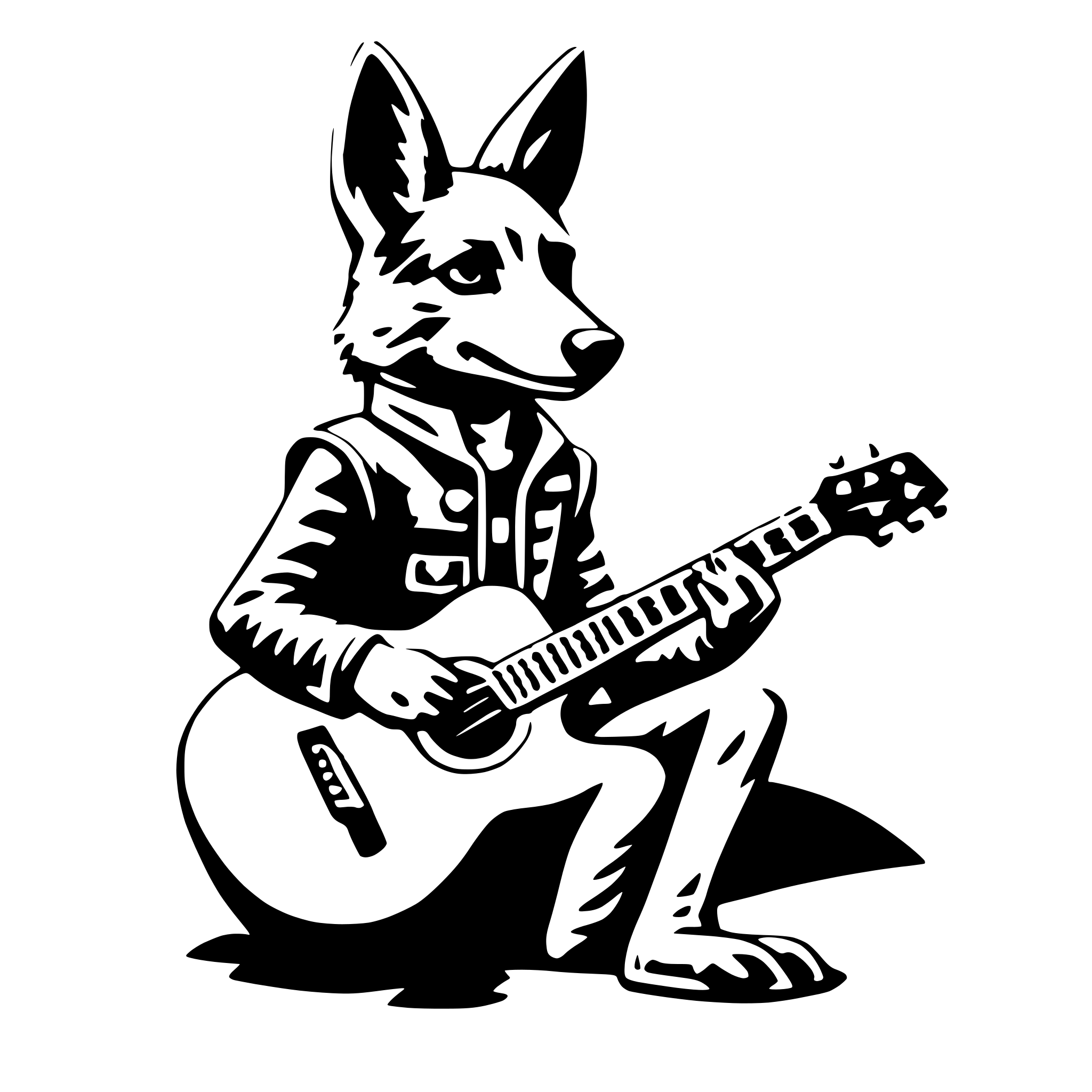 AI-generated SVG of 'jackal with guitar'