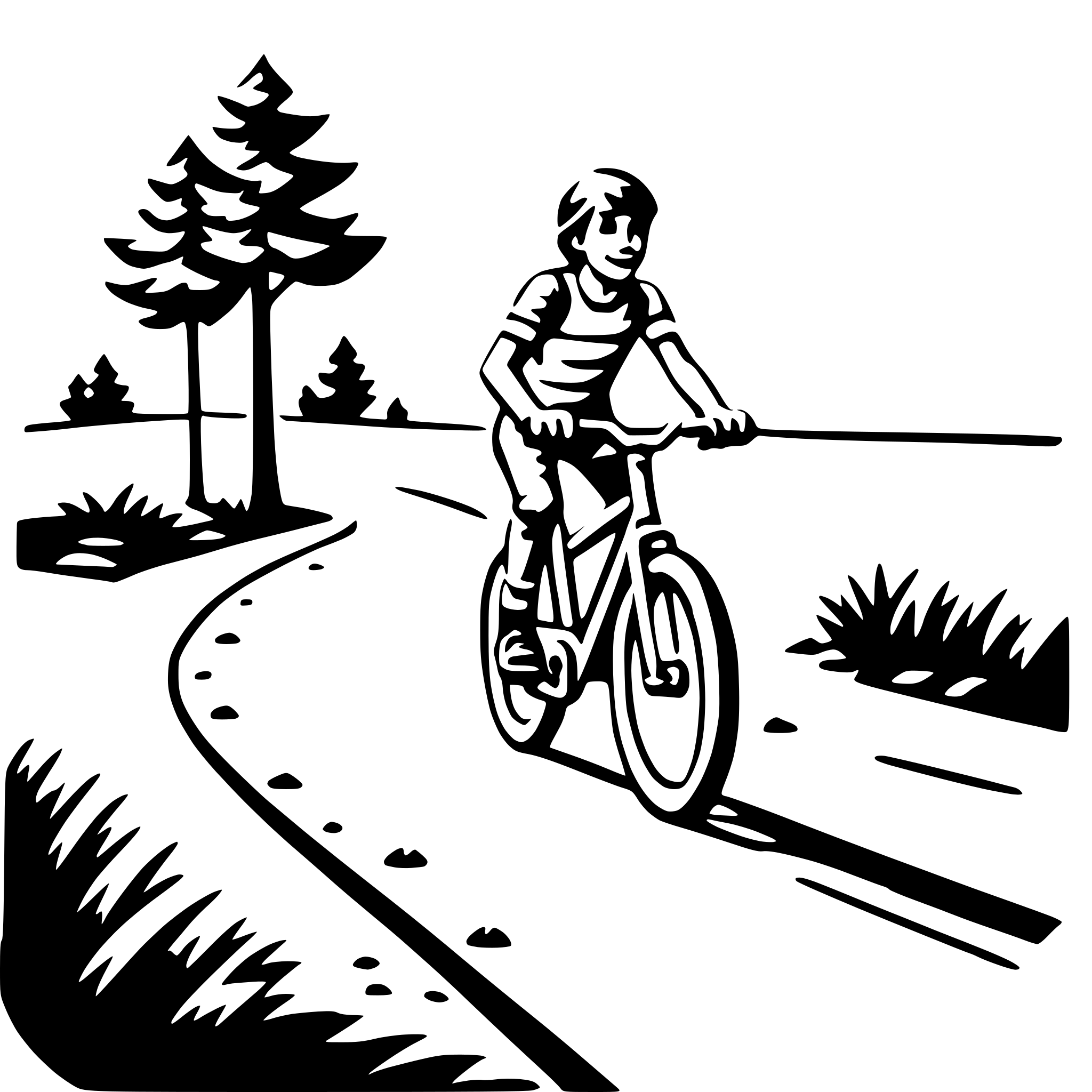 AI-generated SVG of a biking through trails