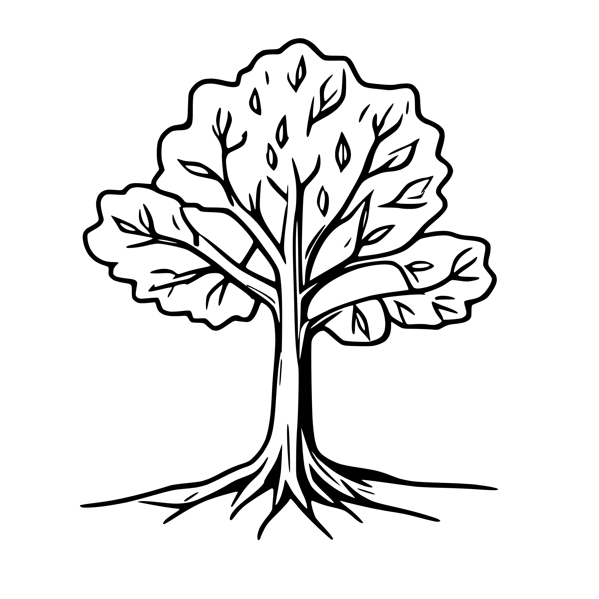 AI-generated SVG of a one soliter tree linden, contour