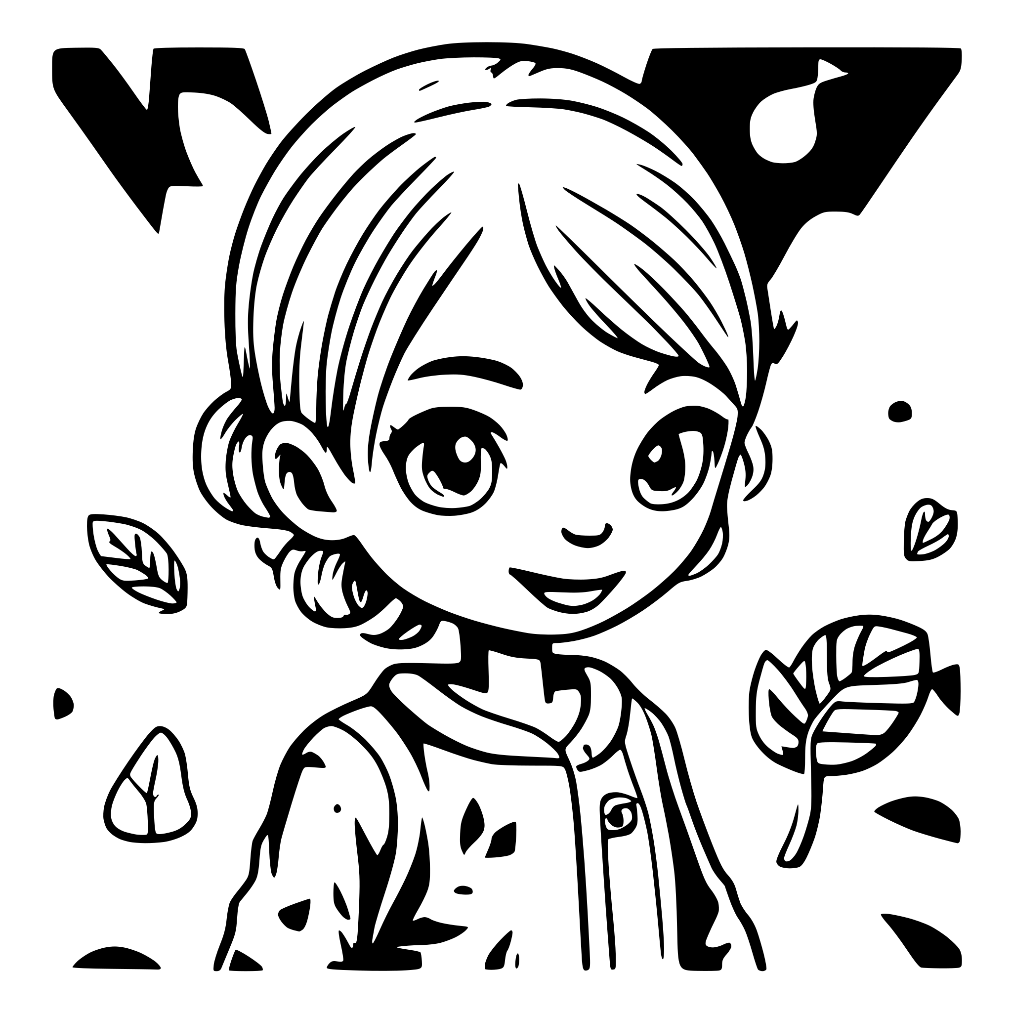 AI-generated SVG of a A kid having fun. No background.