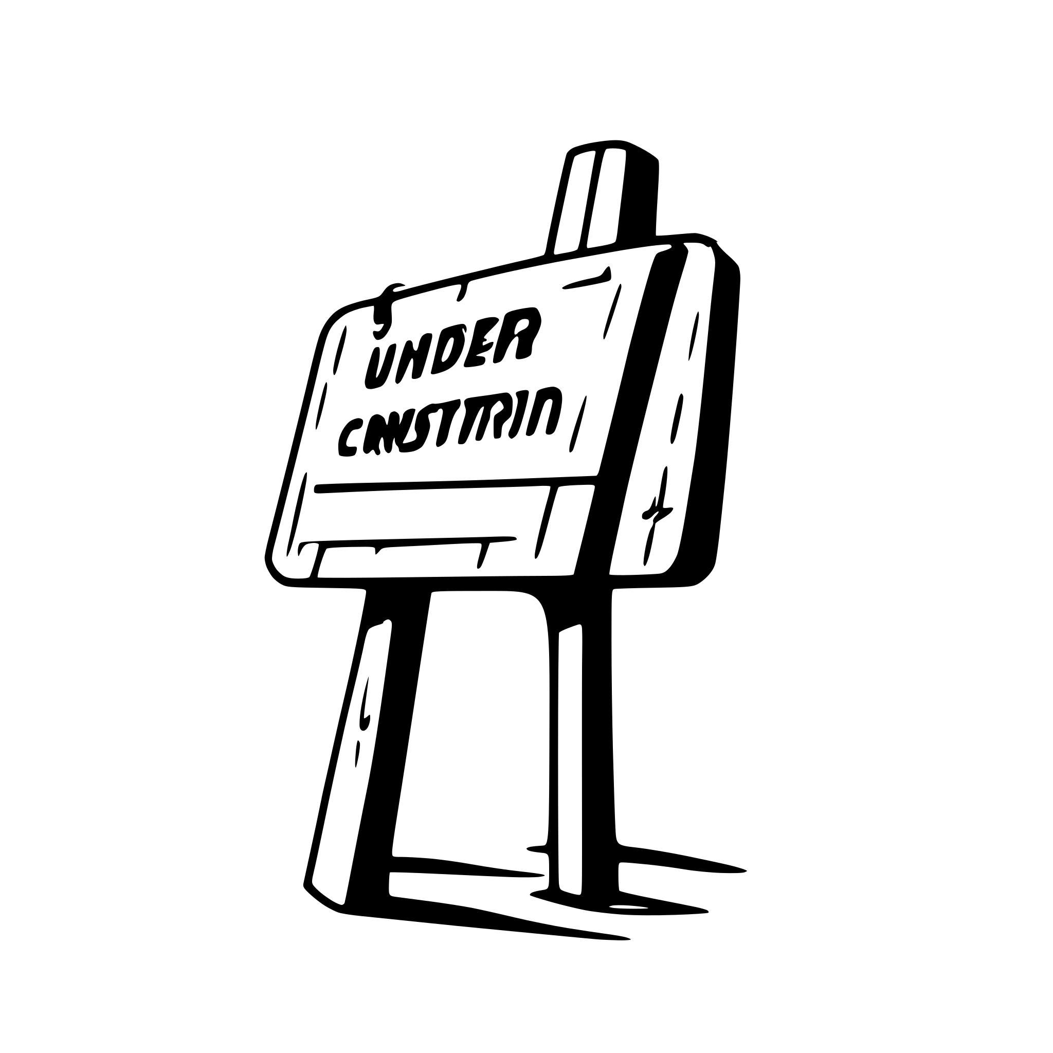 AI-generated SVG of a a wooden sign leaning next to a hole in a wall. The sign has the words "under construction"