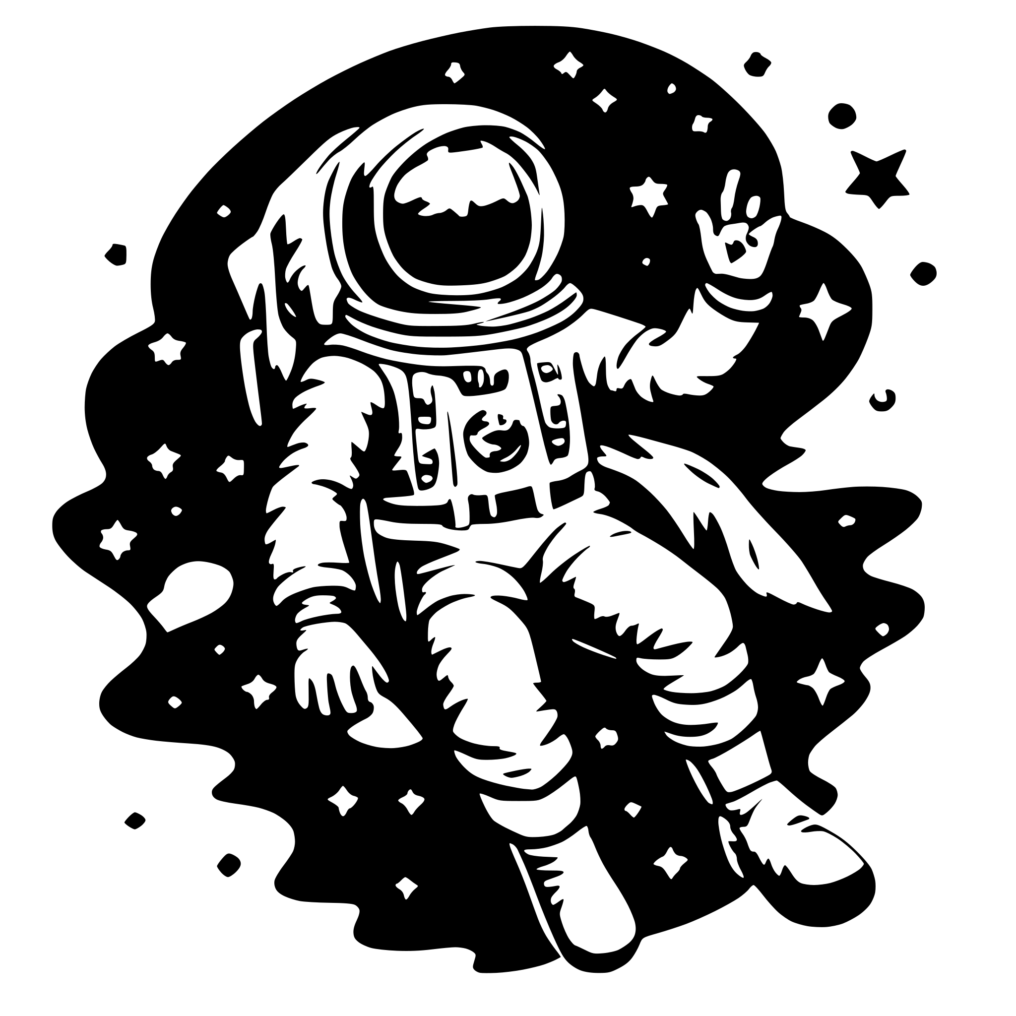 AI-generated SVG of a astronaut floating between stars