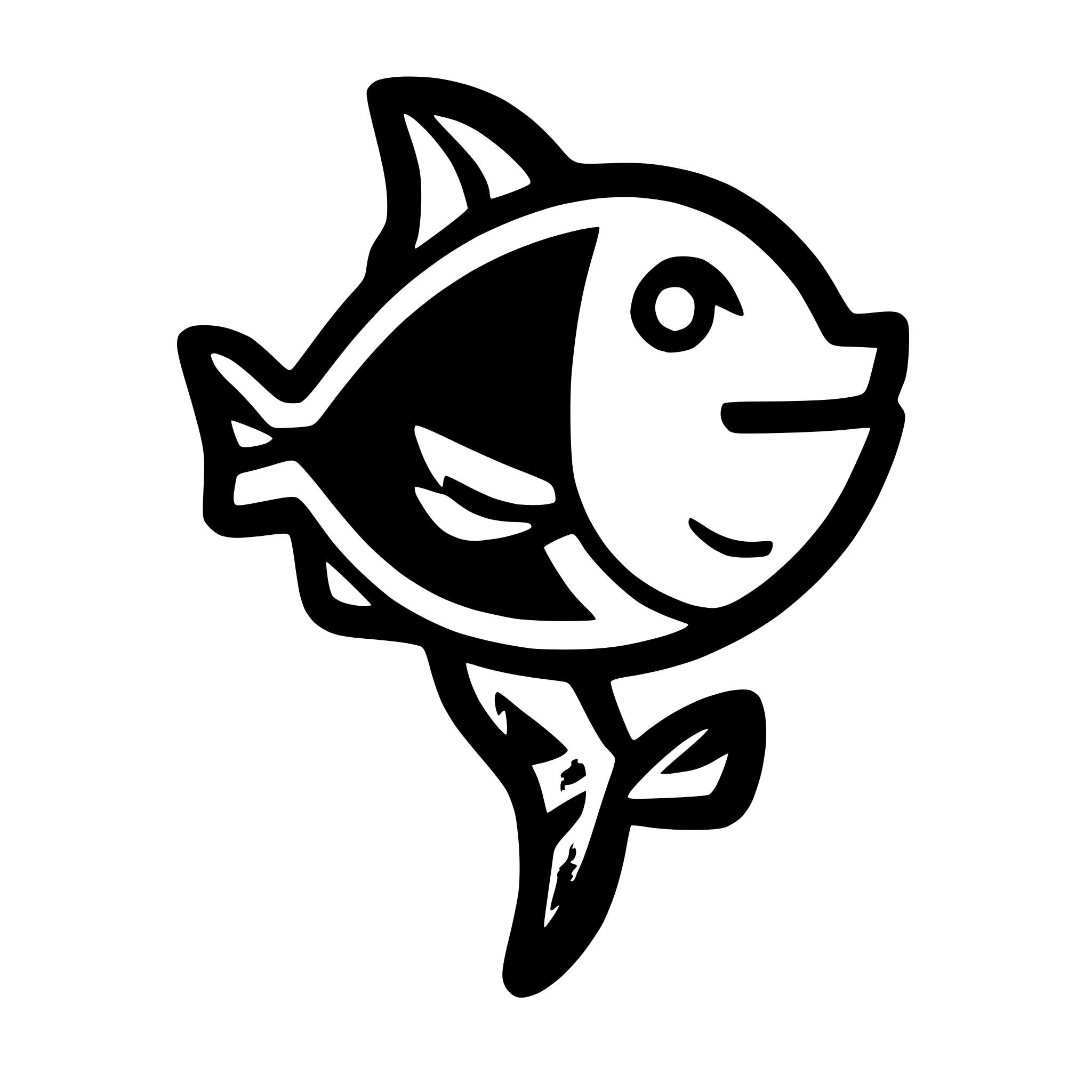 AI-generated SVG of a logo style depiction of a red snapper fish, with a happy appearance and a smile