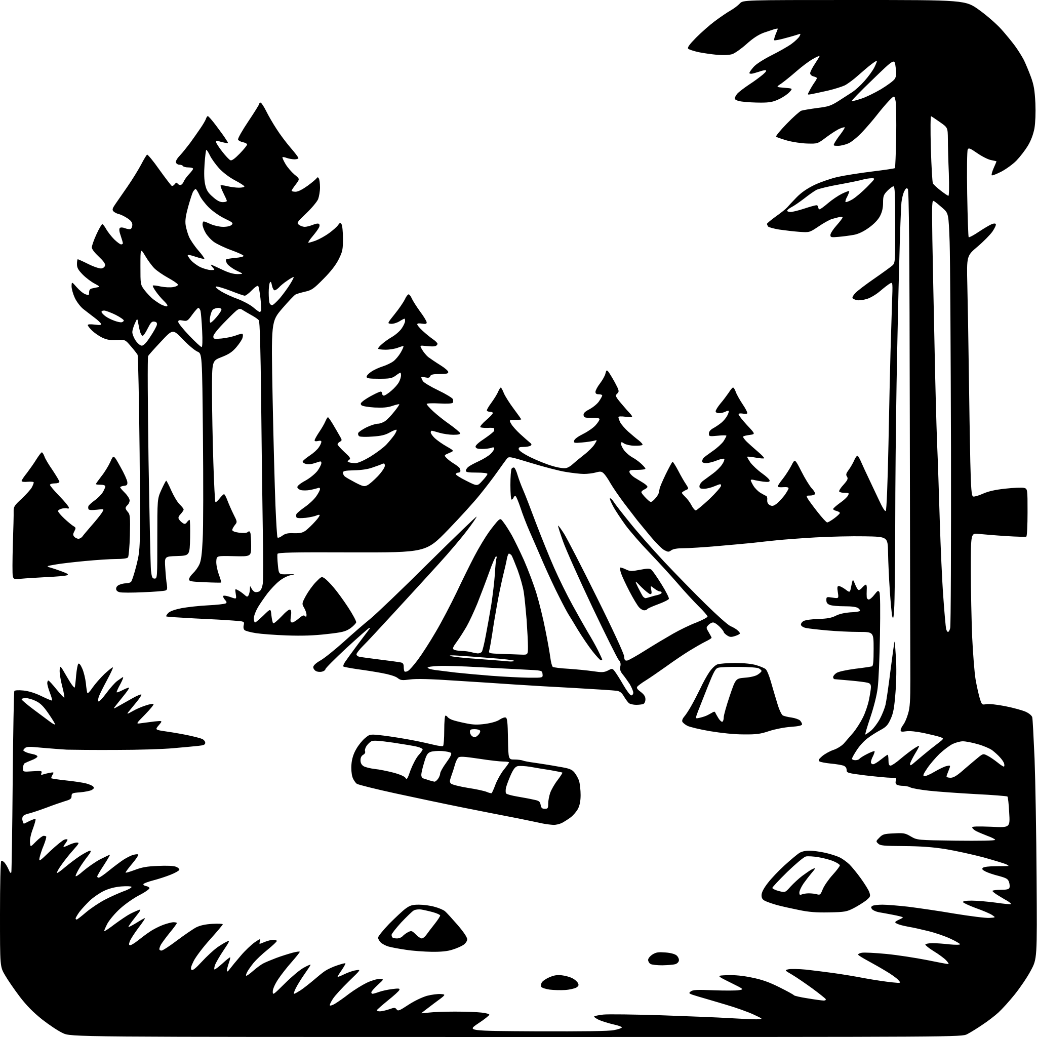 AI-generated SVG of a forest camping scene