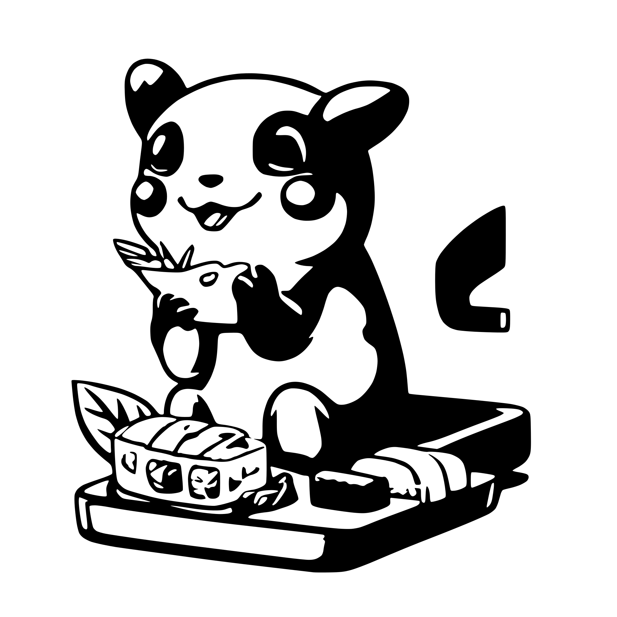 AI-generated SVG of a Pickachu eating sushi