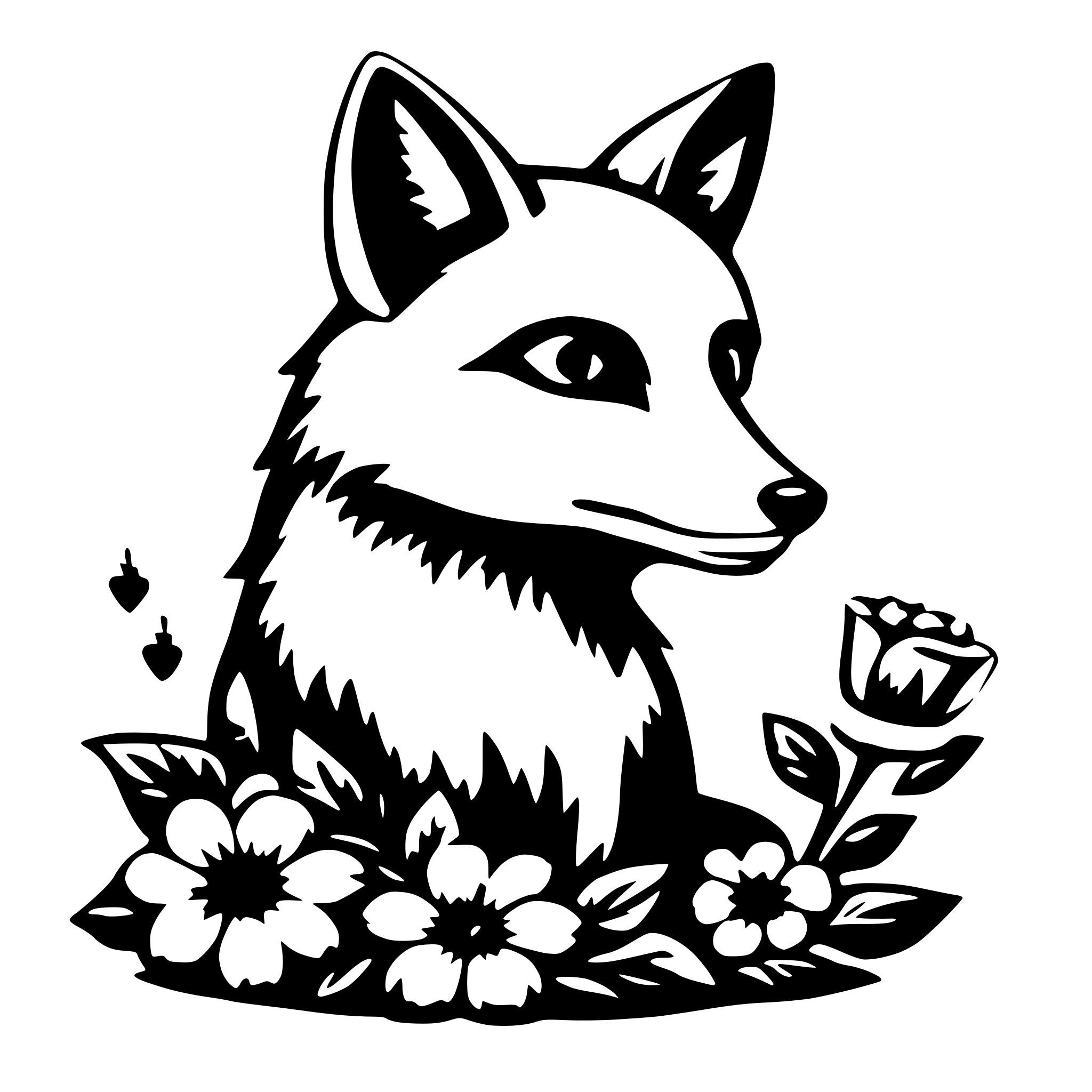 AI-generated SVG of 'fox with flower'