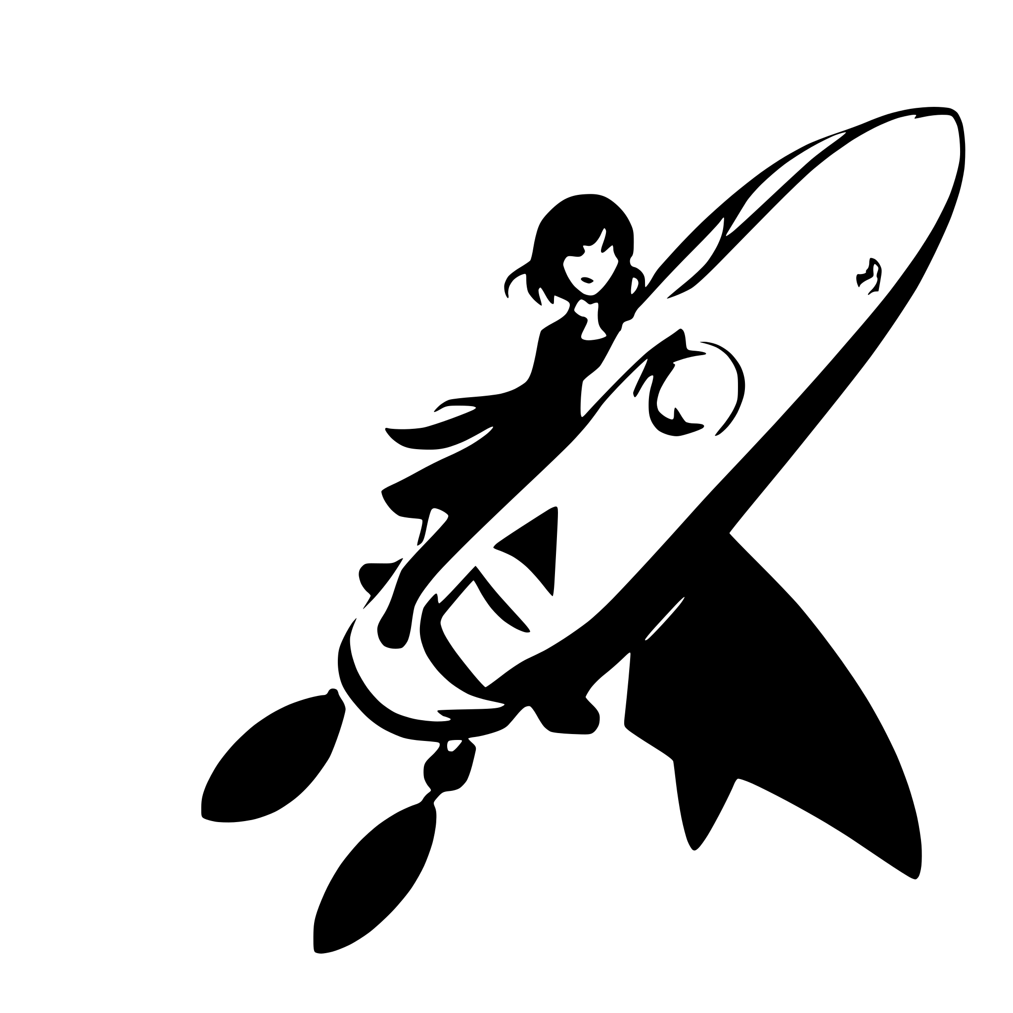 AI-generated SVG of a A female singer riding a rocket