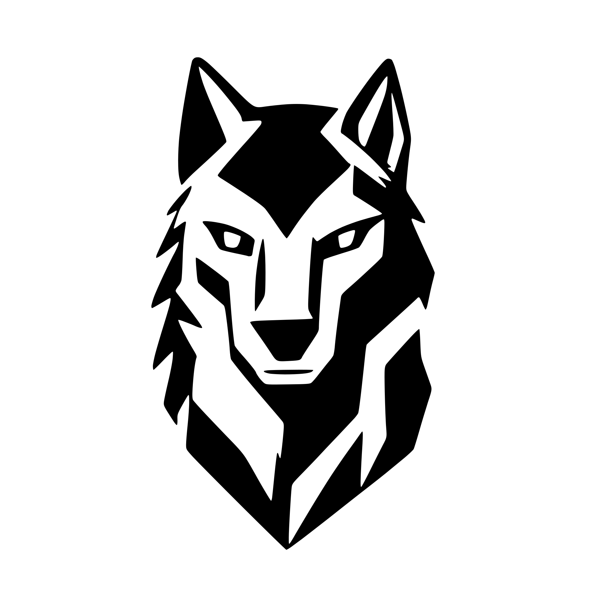 AI-generated SVG of 'geometric wolf face outline'
