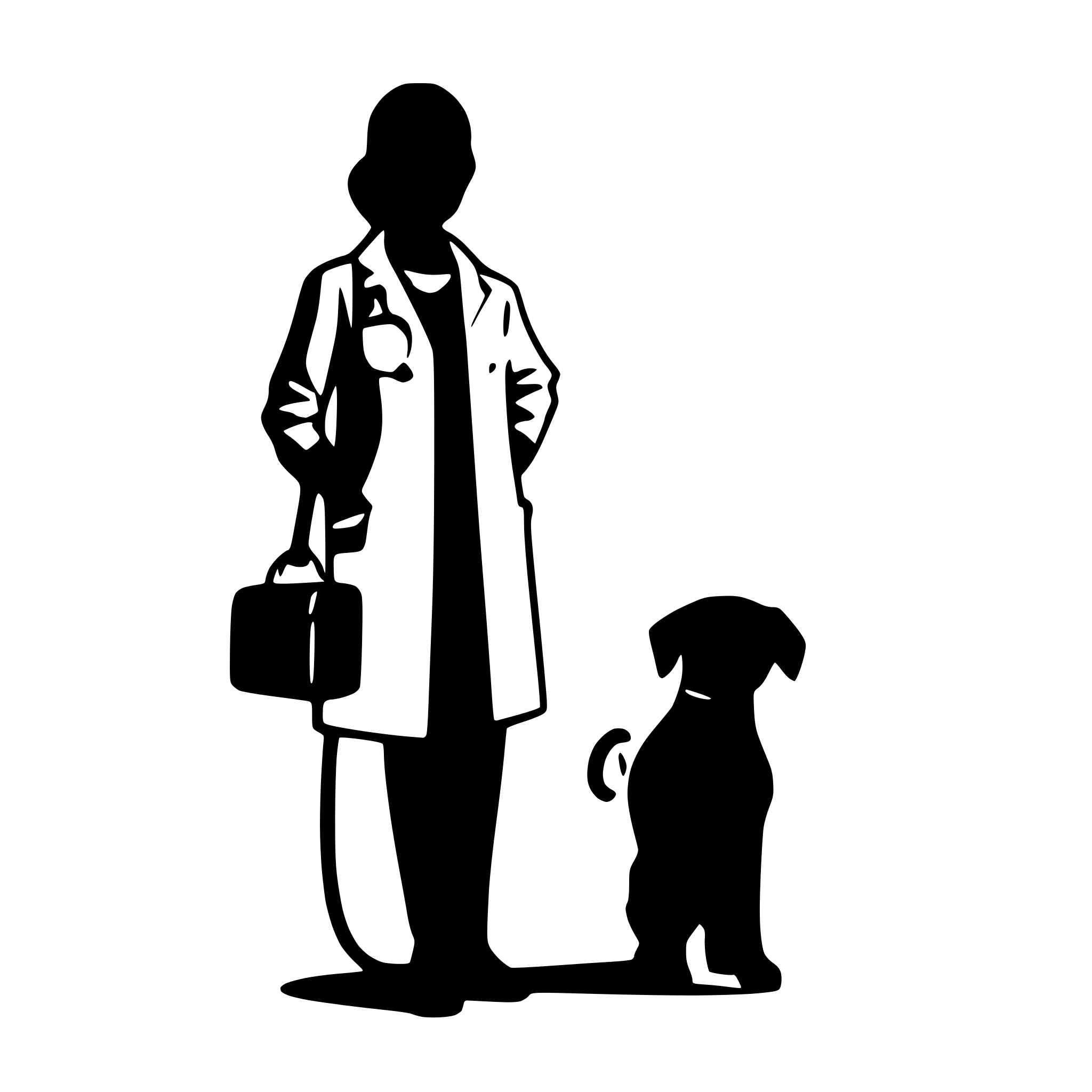 AI-generated SVG of a a minimalist vector image (silhouette) of a veterinarian with a stethoscope on their neck and with a pet on a blank background AI-generated SVG of a a minimalist vector image (silhouette) of a veterinarian with a stethoscope on their neck and with a pet on a blank background