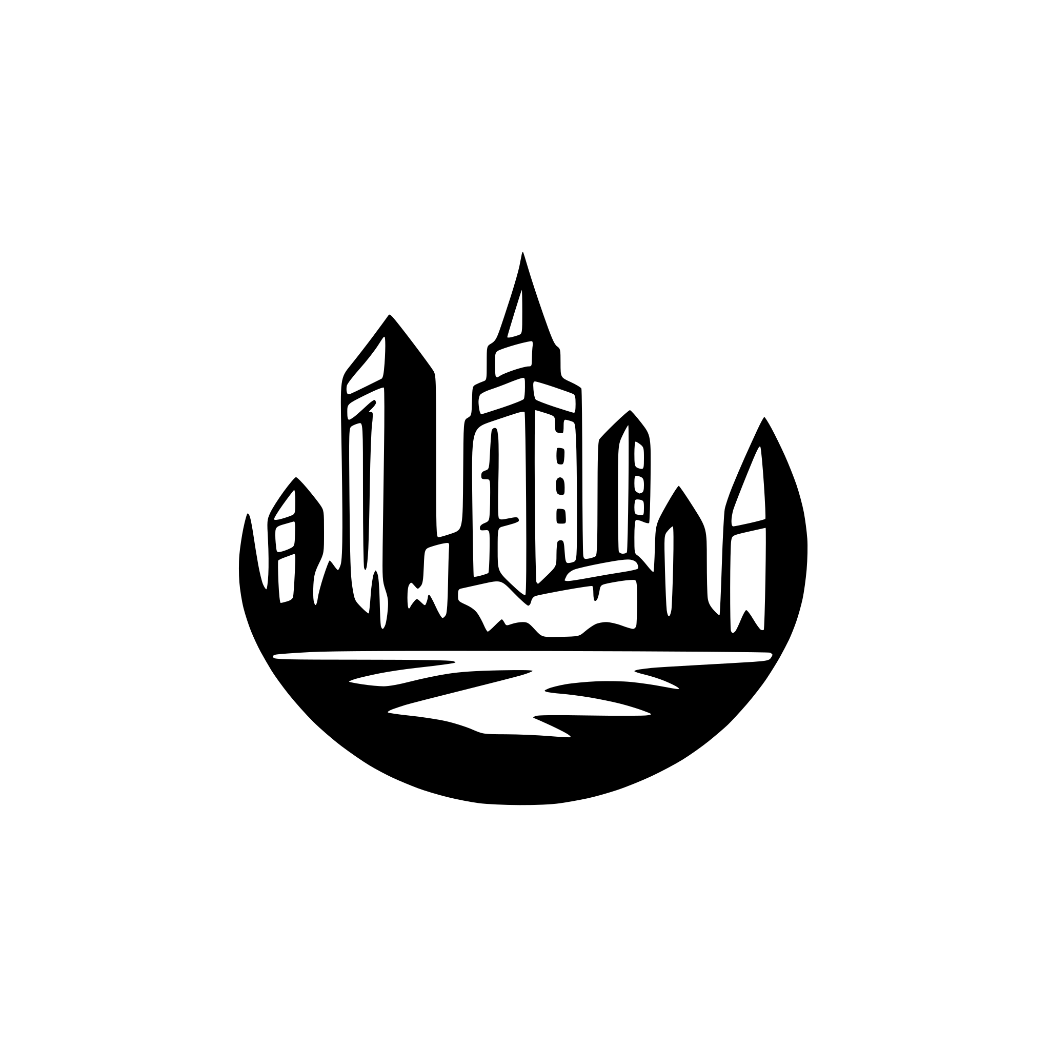 AI-generated SVG of a Riga skyline silhouette logo style
