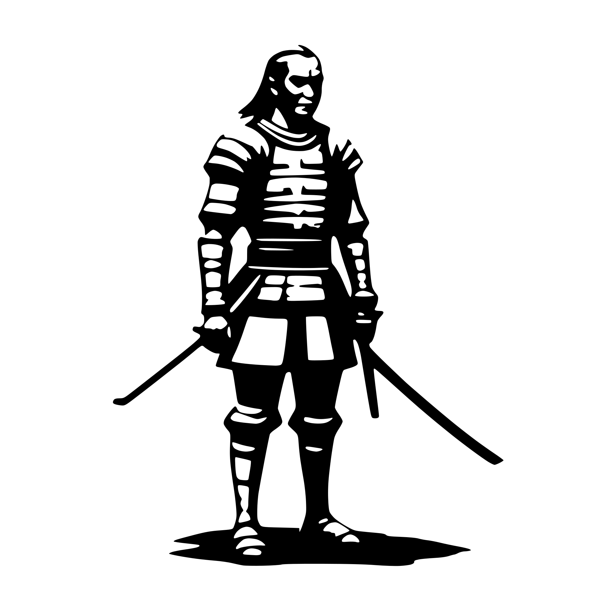 AI-generated SVG of a old samurai, side view, nostalgic