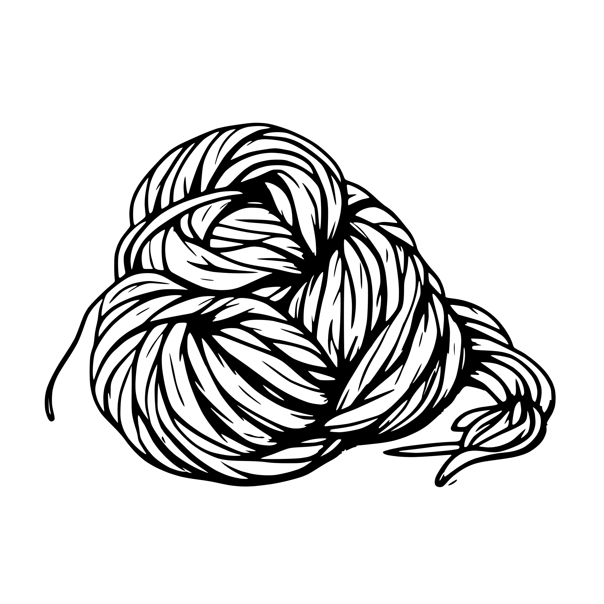 AI-generated SVG of a skein of yarn with single long end trailing downward AI-generated SVG of a skein of yarn with single long end trailing downward