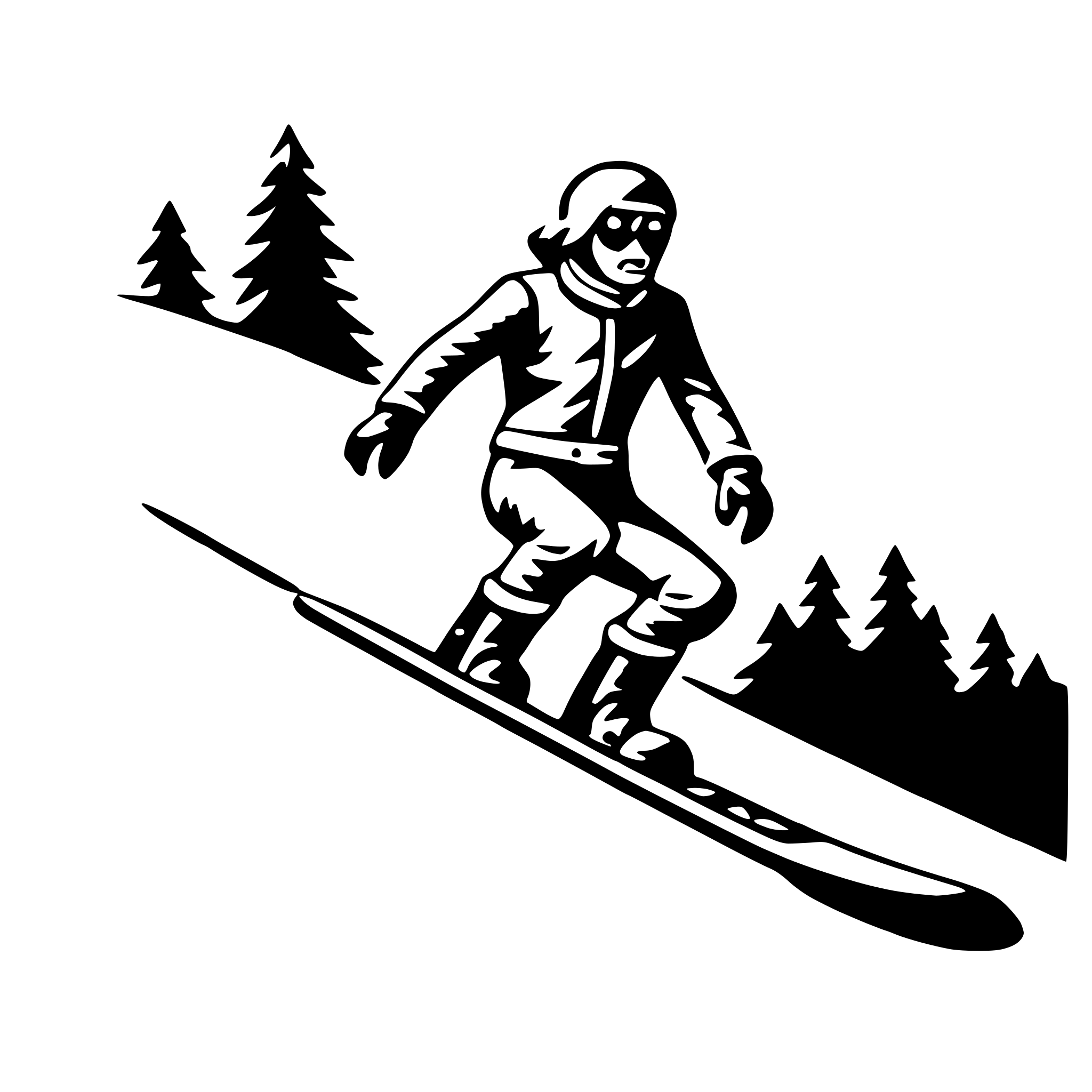 AI-generated SVG of 'snowboarding down slope'