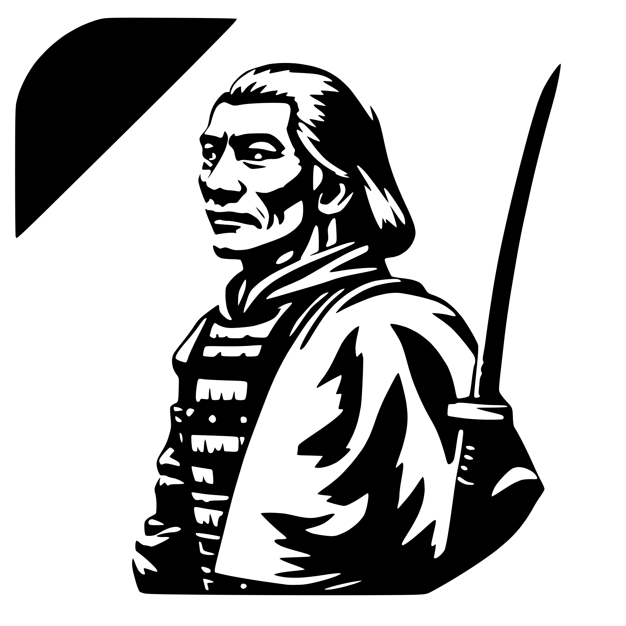 AI-generated SVG of 'old samurai, side view'