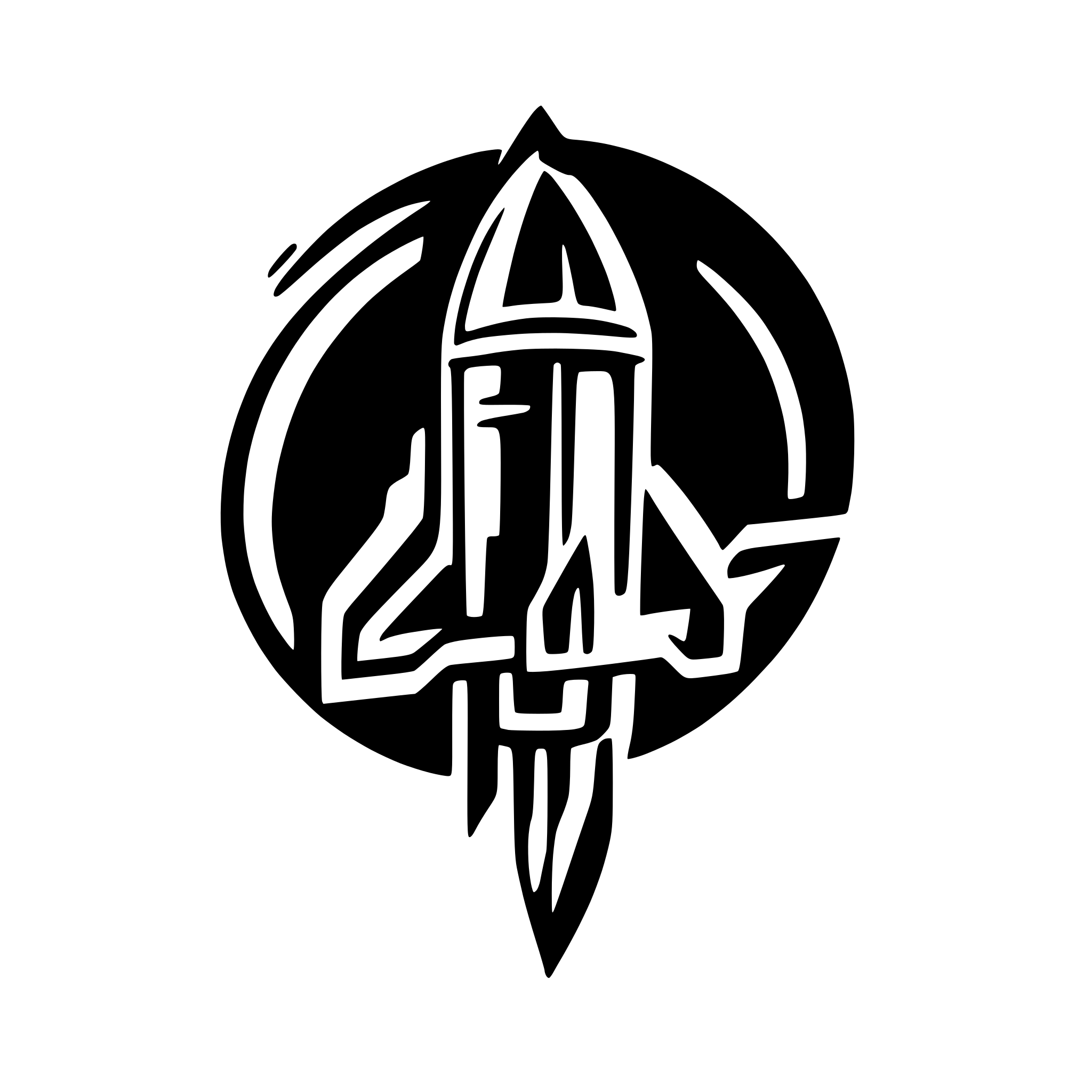 AI-generated SVG of a A minimalist black and white logo of a flying rocket