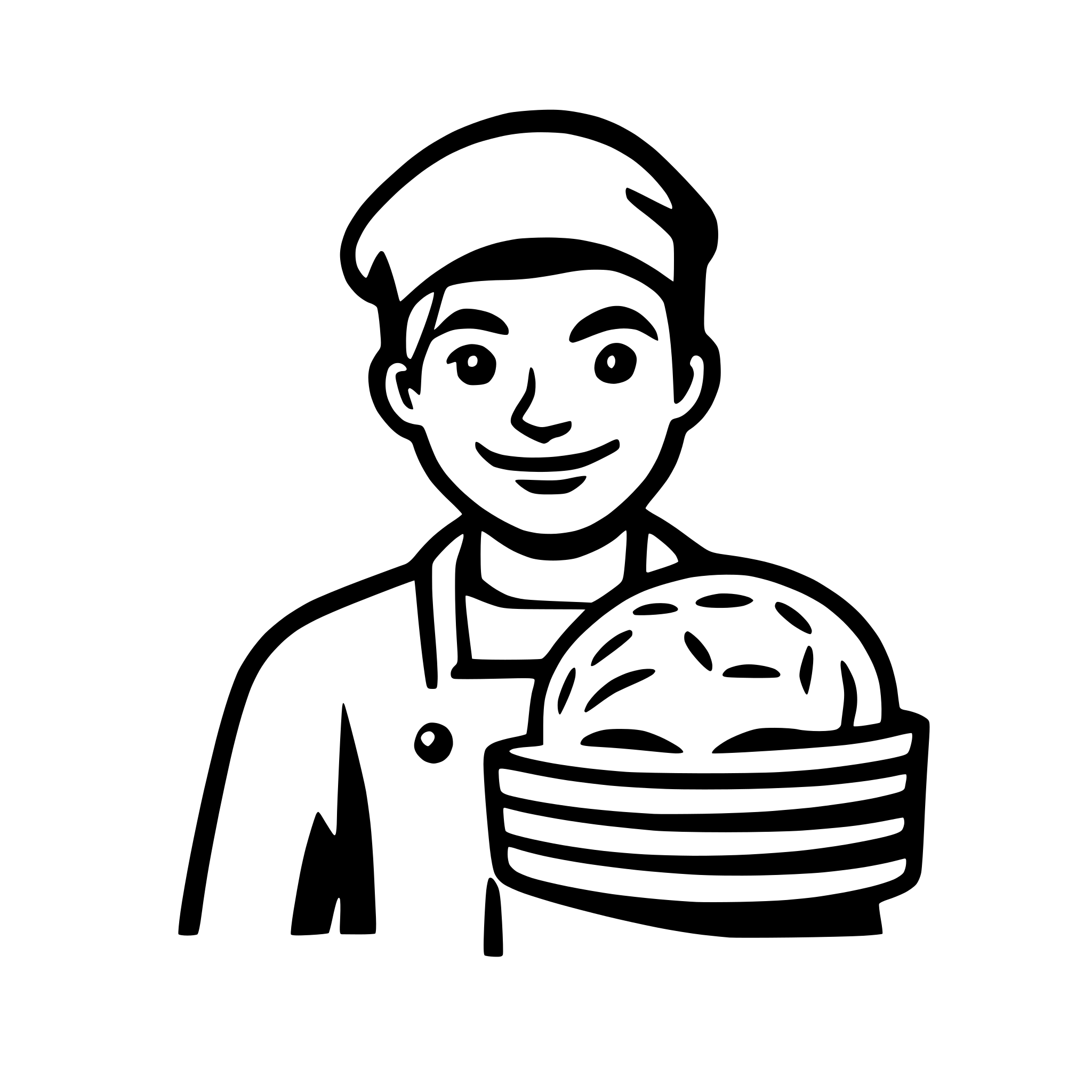 AI-generated SVG of 'French Artisan Baker Icon, small simple. Old guy with french head vector drawing, bread'