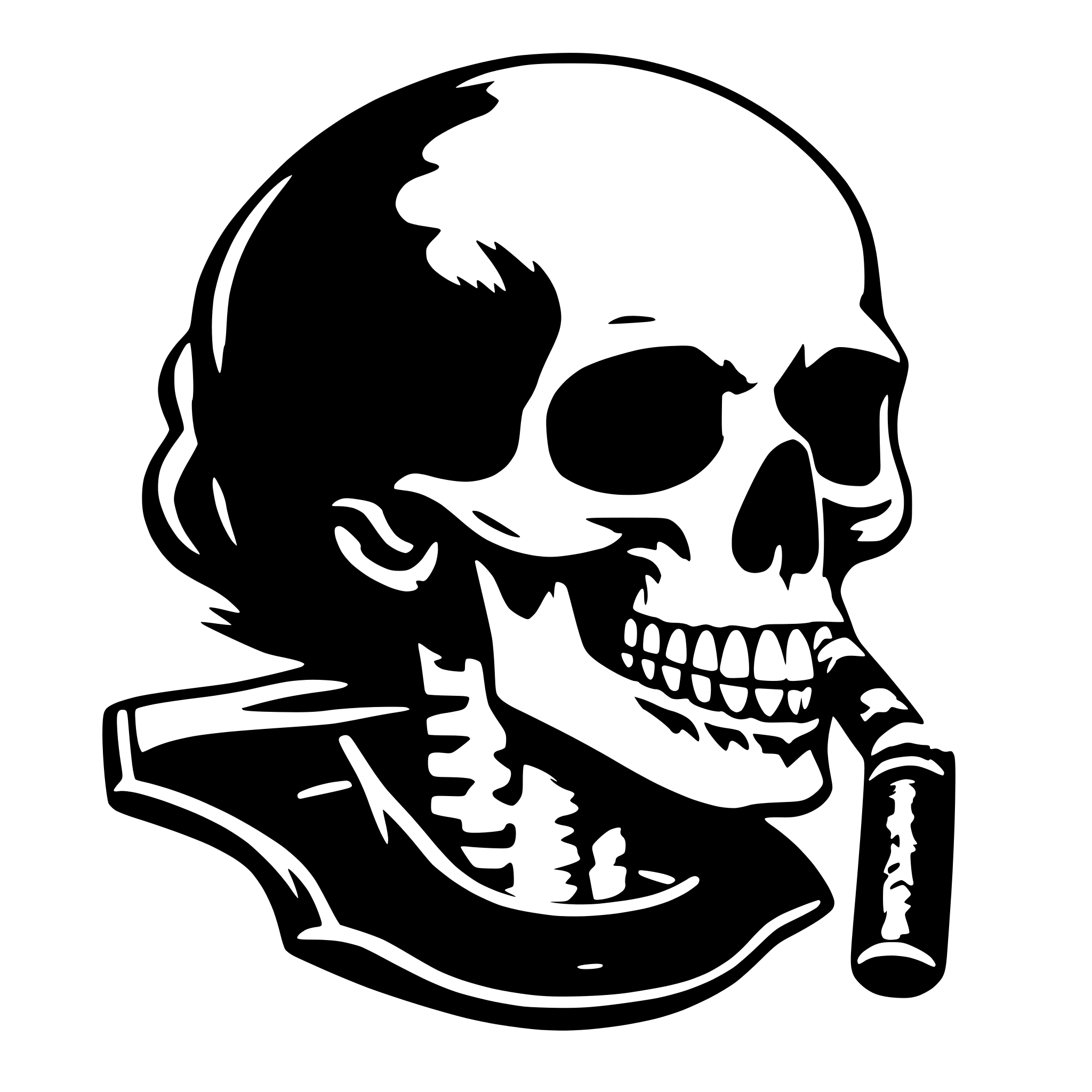 AI-generated SVG of a a skull smoking cigar