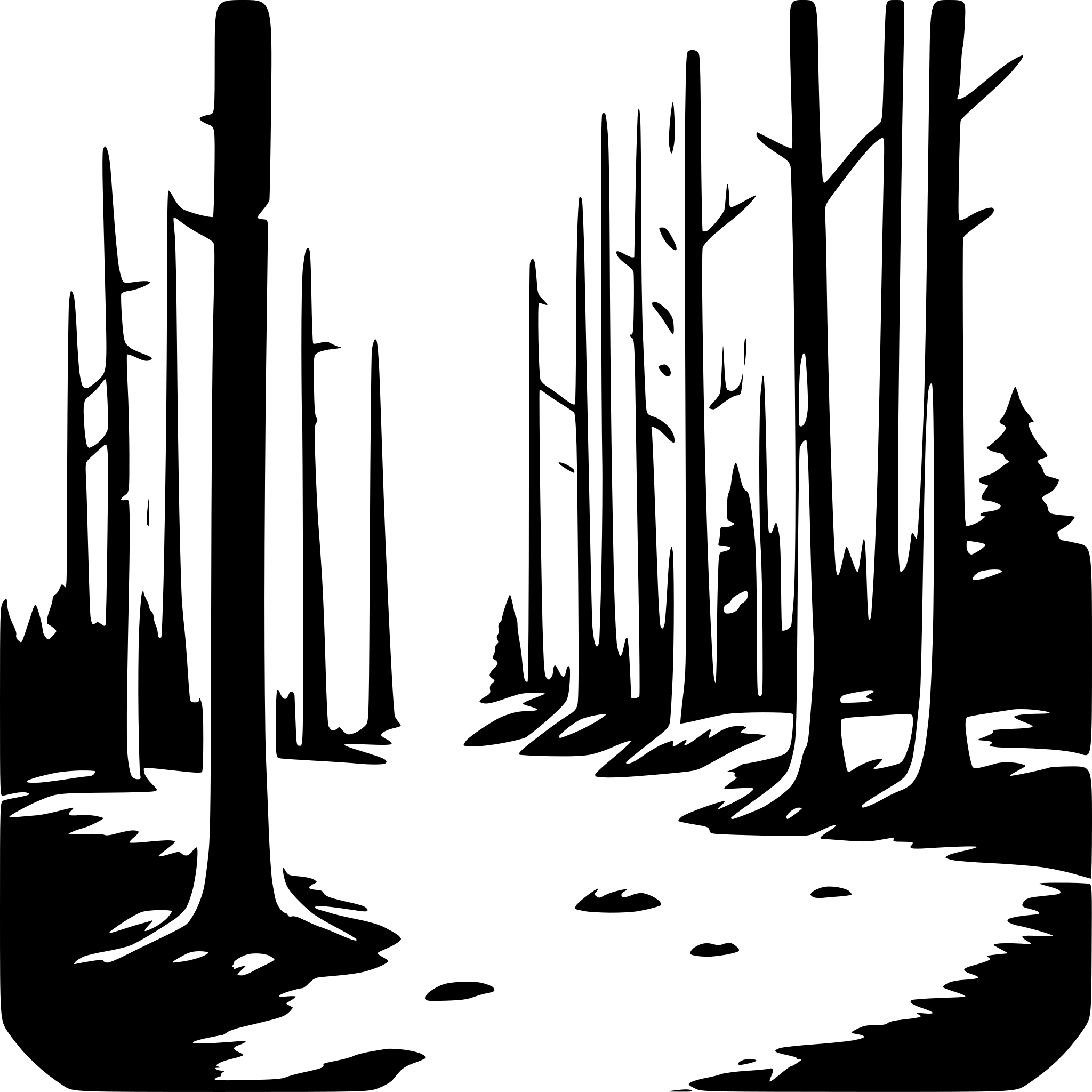 AI-generated SVG of 'bleak forest at sunrise'