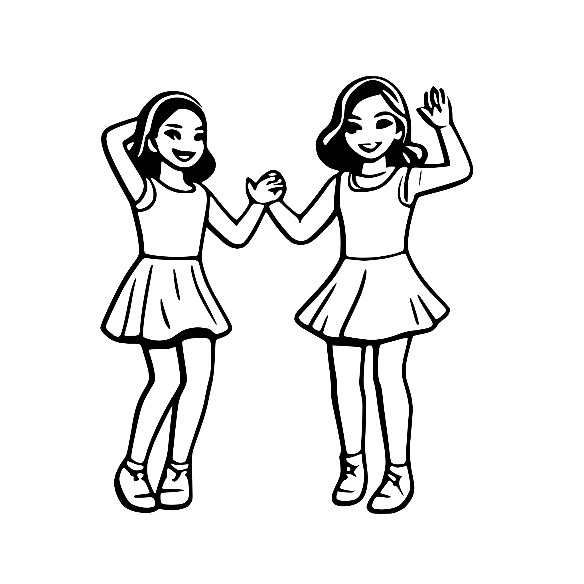 AI-generated SVG of 'two girls dancing'