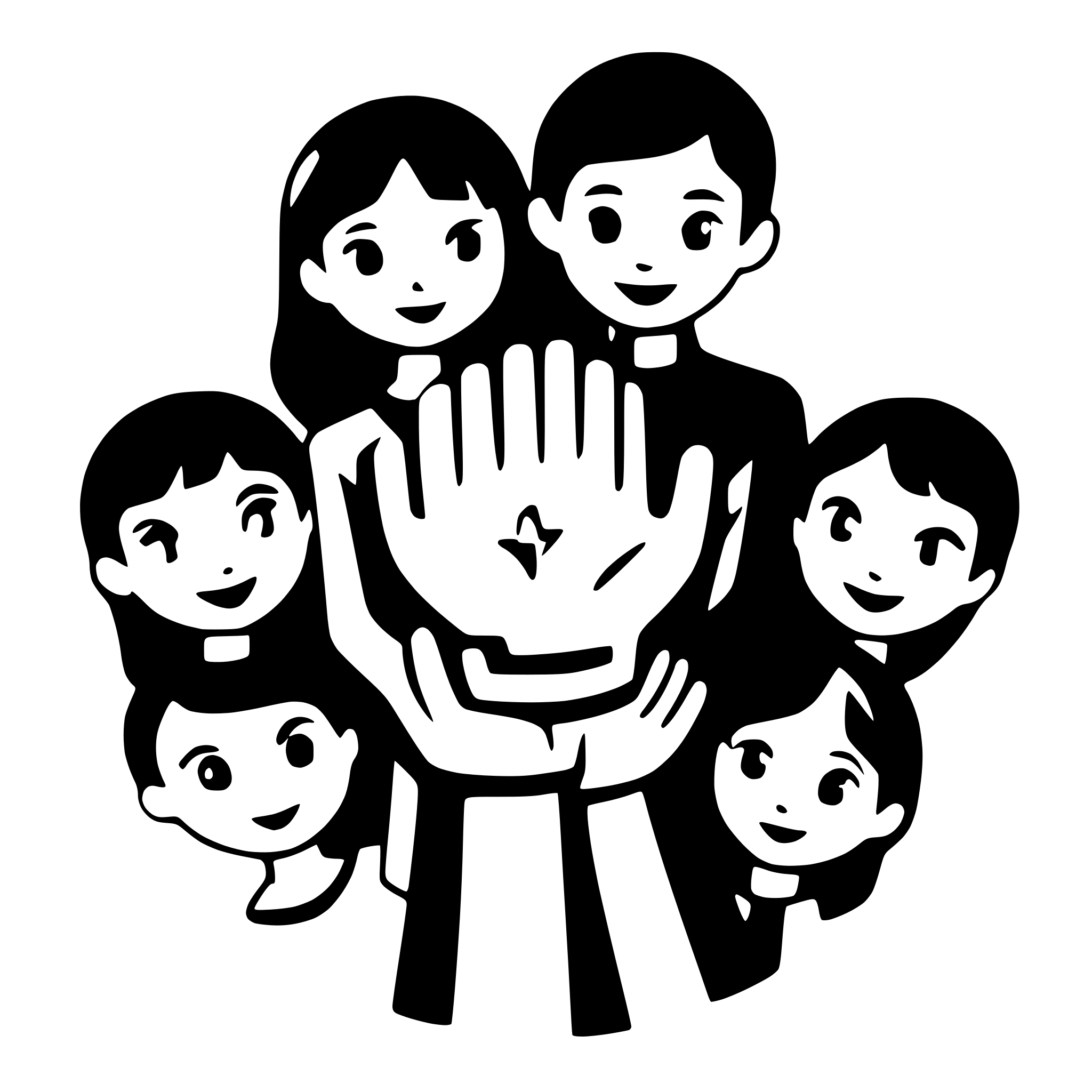 AI-generated SVG of a 12 boys and girls holdng hands
