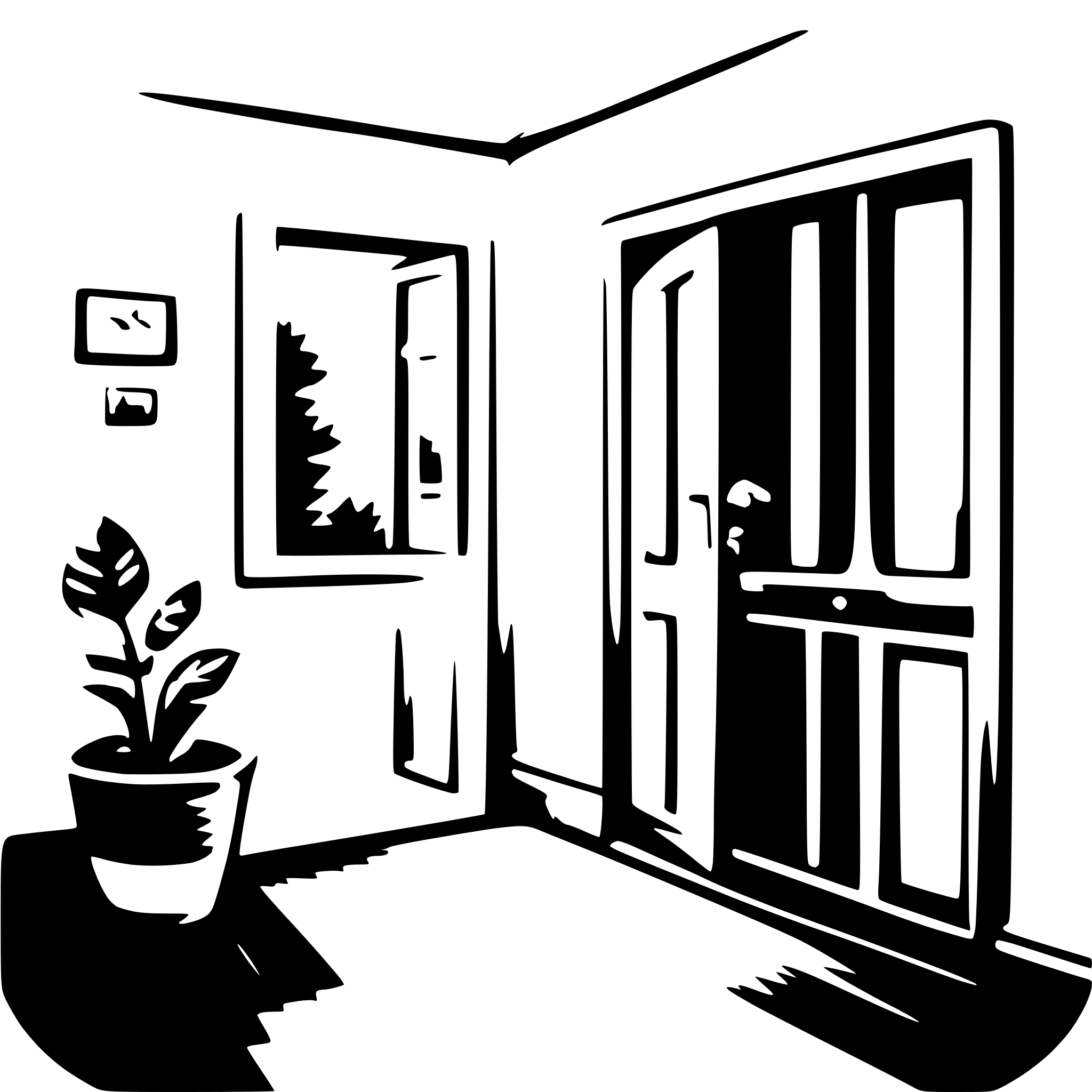 AI-generated SVG of 'a room with a door and window'