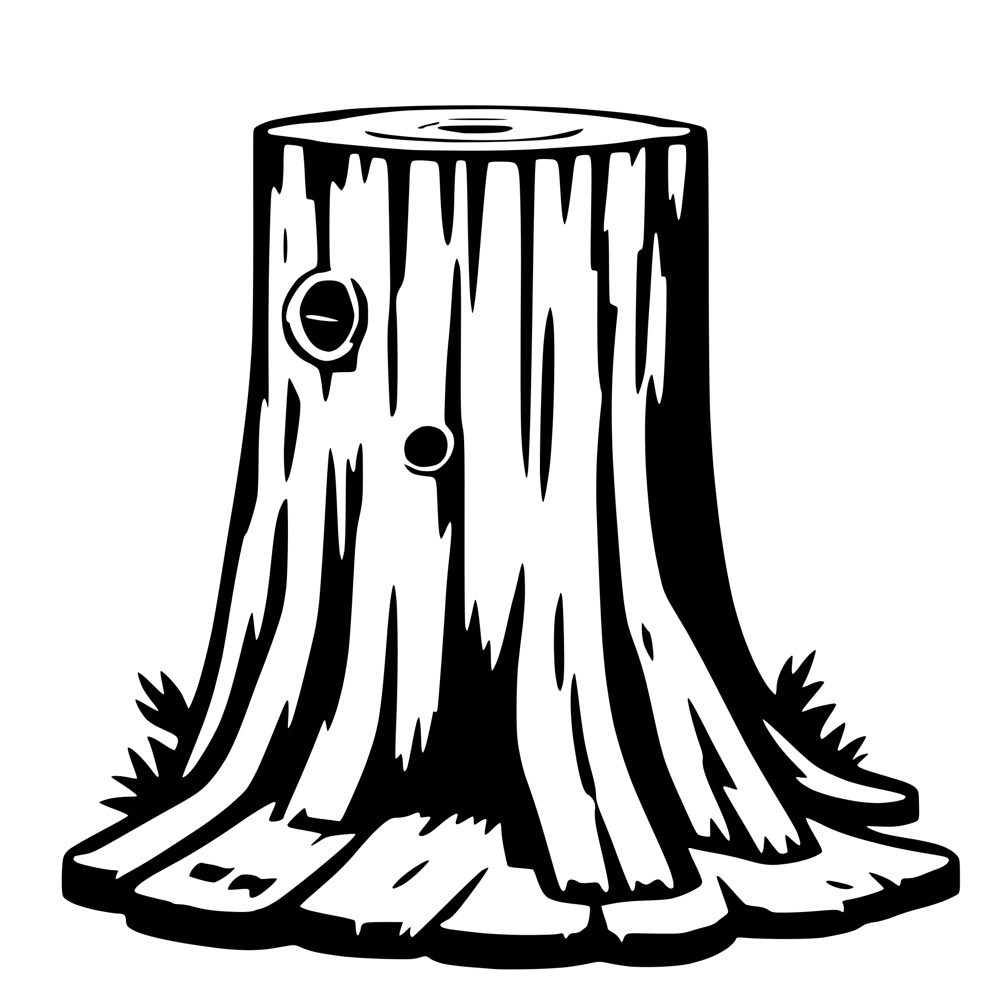 AI-generated SVG of a treestump with saw blade