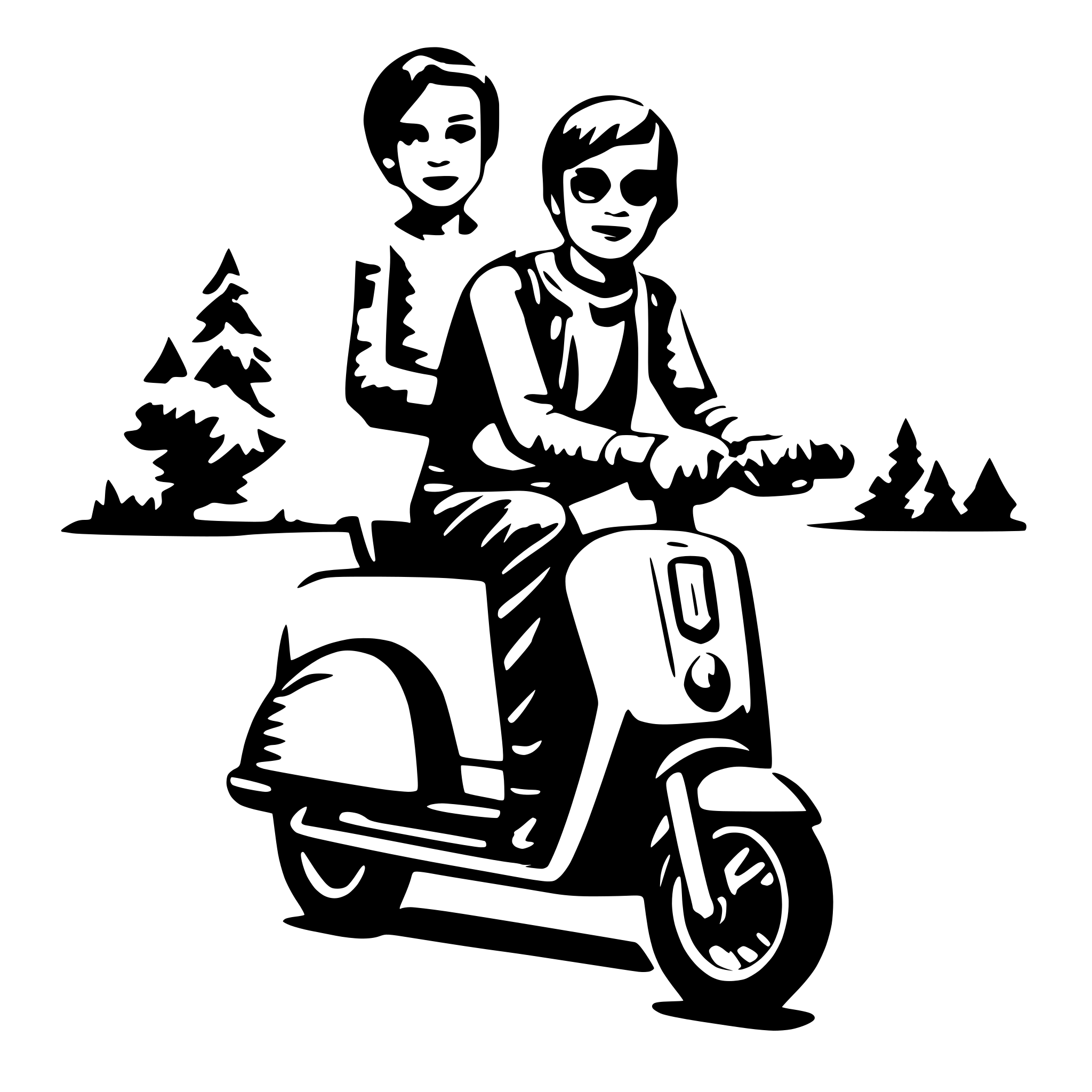 AI-generated SVG of 'junge mit scooter strich'