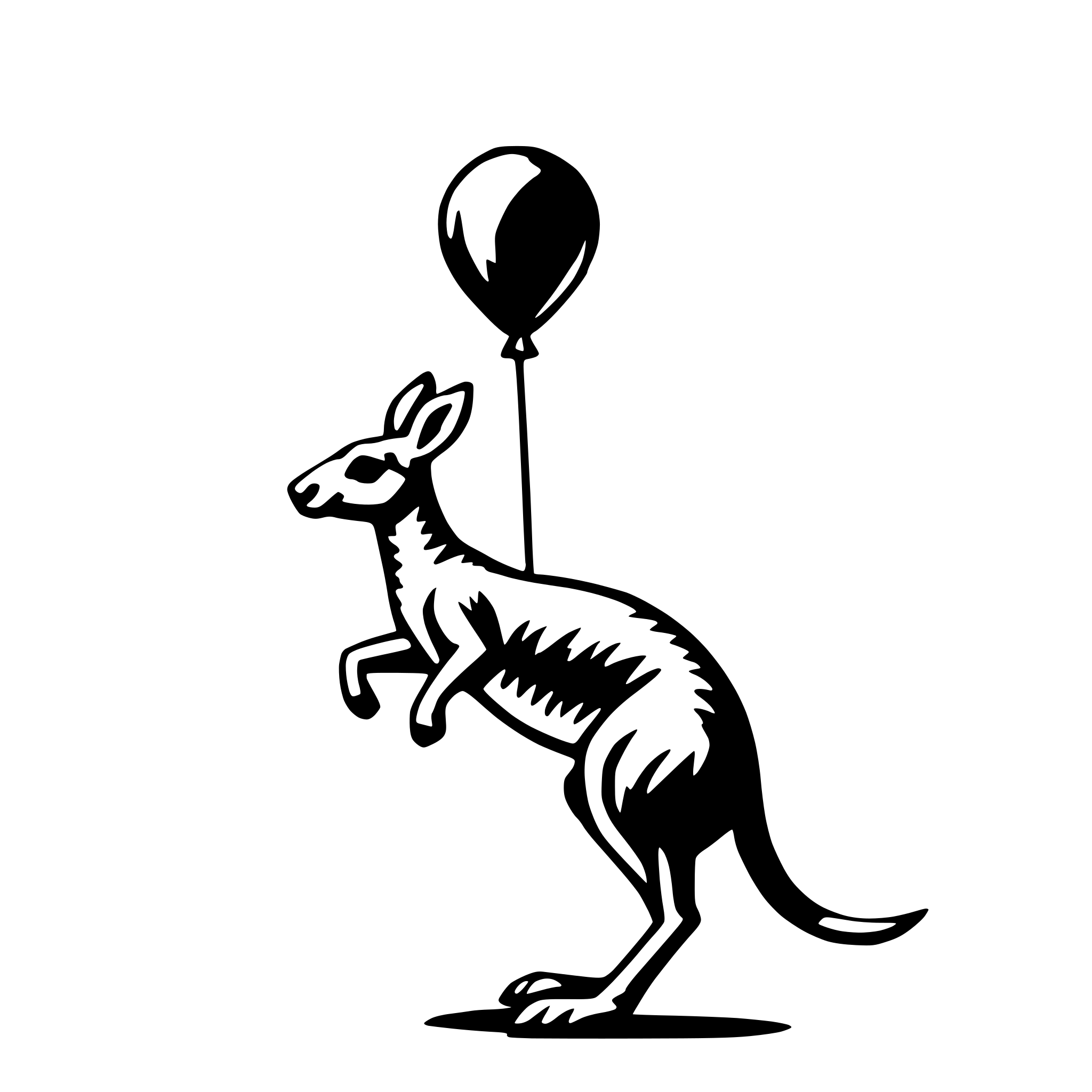 AI-generated SVG of a kangaroo with balloon