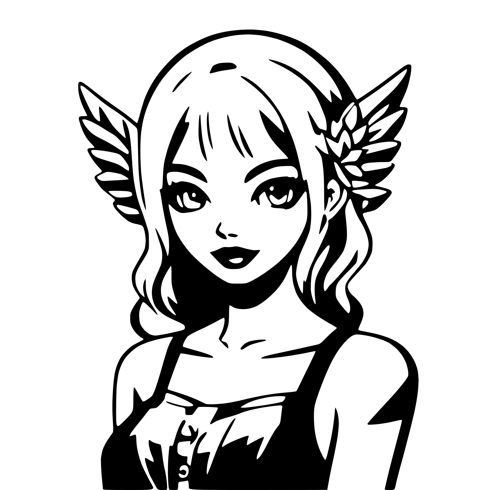 AI-generated SVG of 'gothic angel with halo'