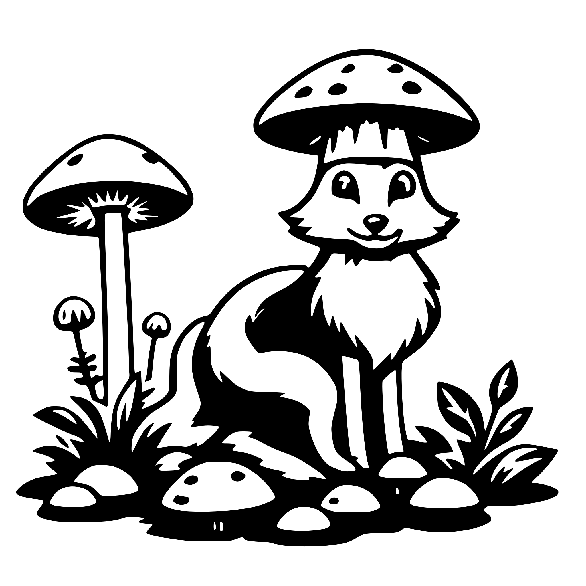 AI-generated SVG of a fox and mushrooms
