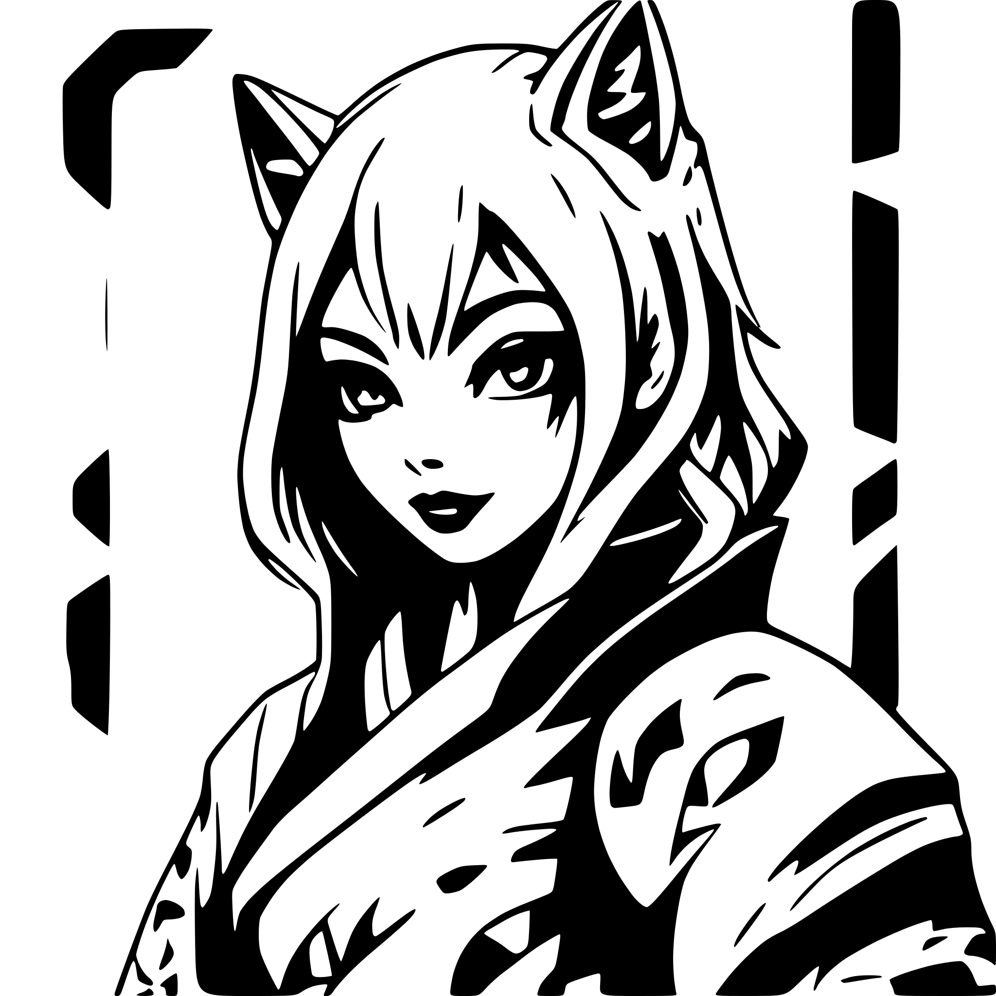 AI-generated SVG of a Kabuki-kitsune dark ninja