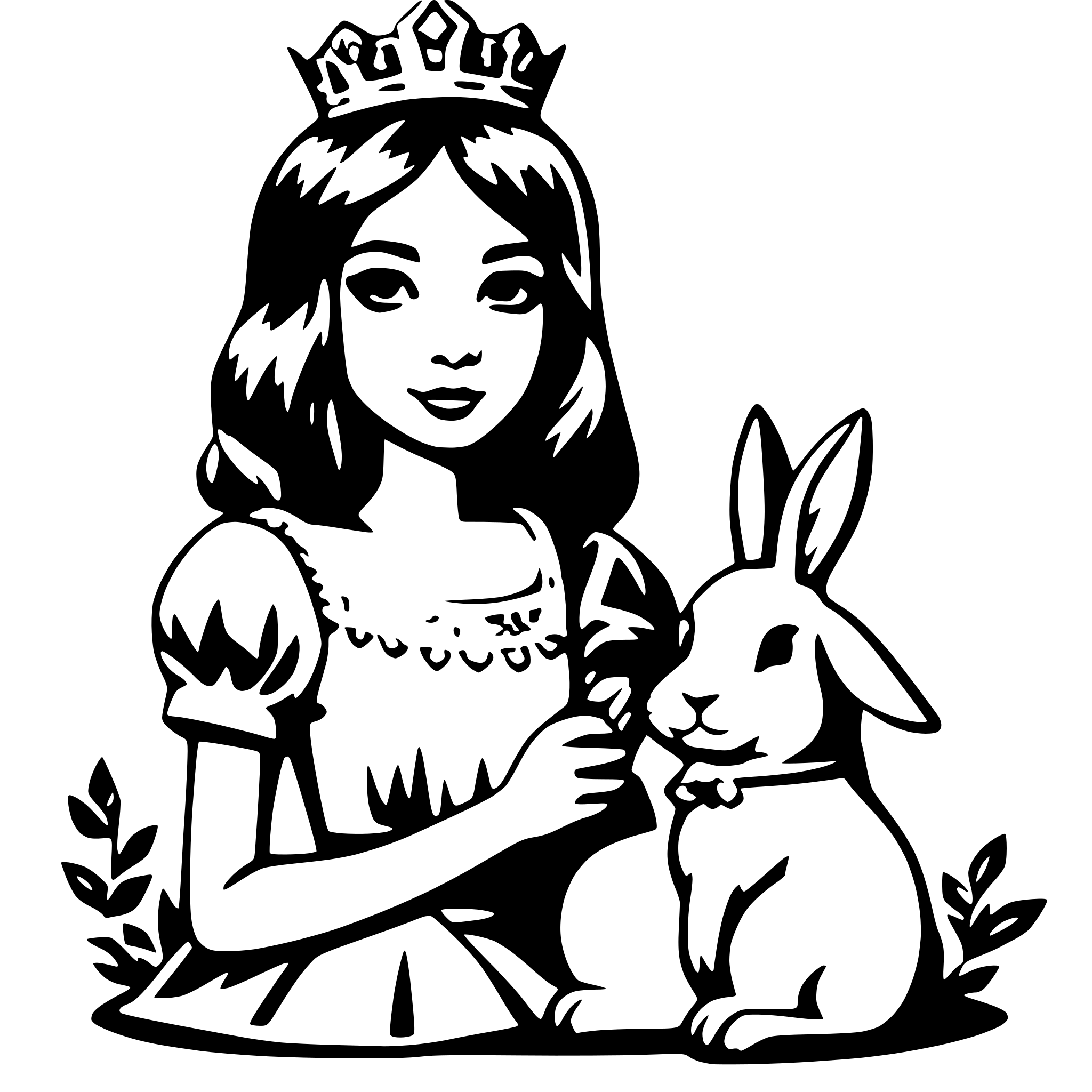 AI-generated SVG of 'princesse avec tête de lapin'