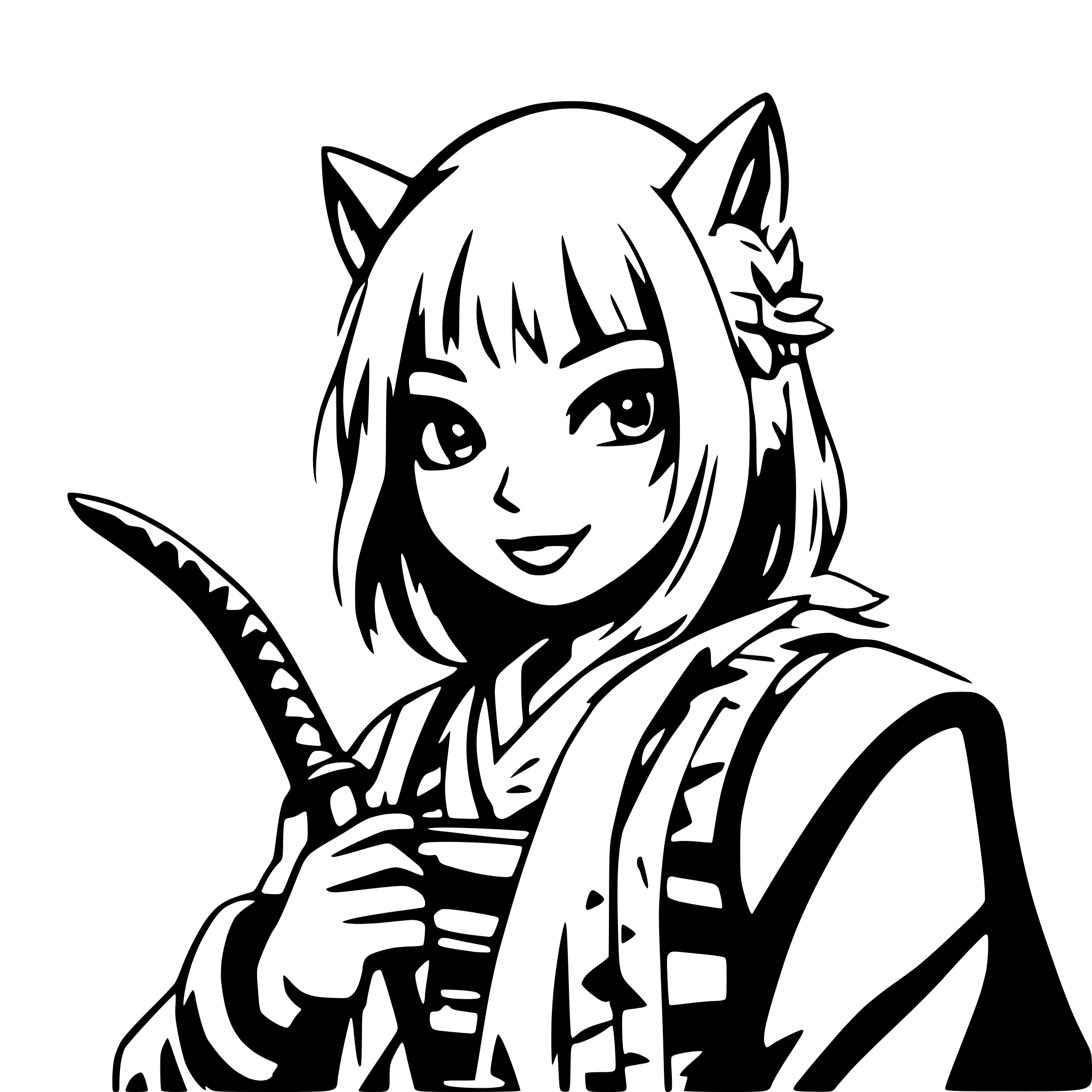 AI-generated SVG of 'Samurai cat girl with blades'