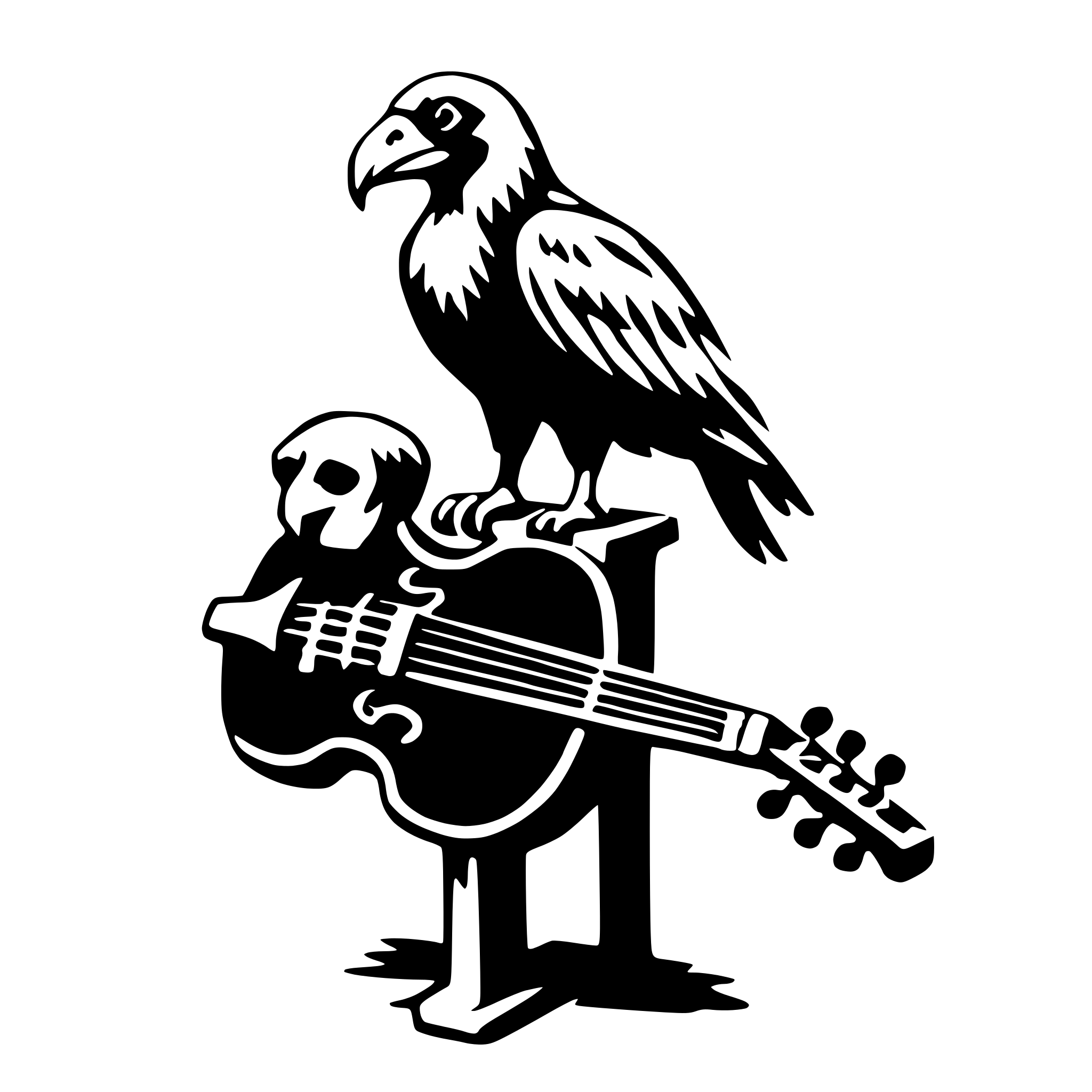 AI-generated SVG of a vulture with violin