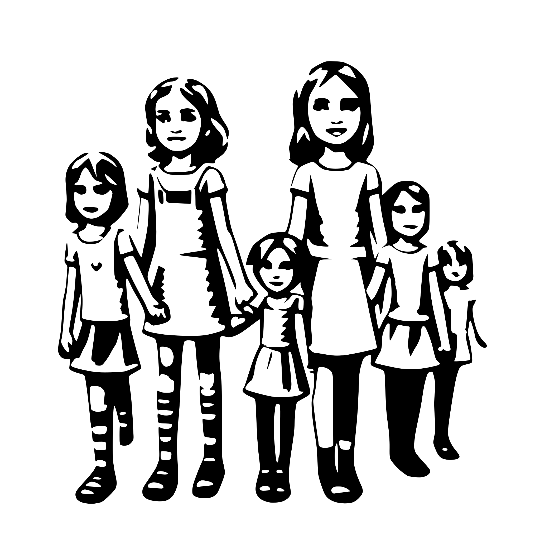 AI-generated SVG of a 8 Children holding hands in one hand