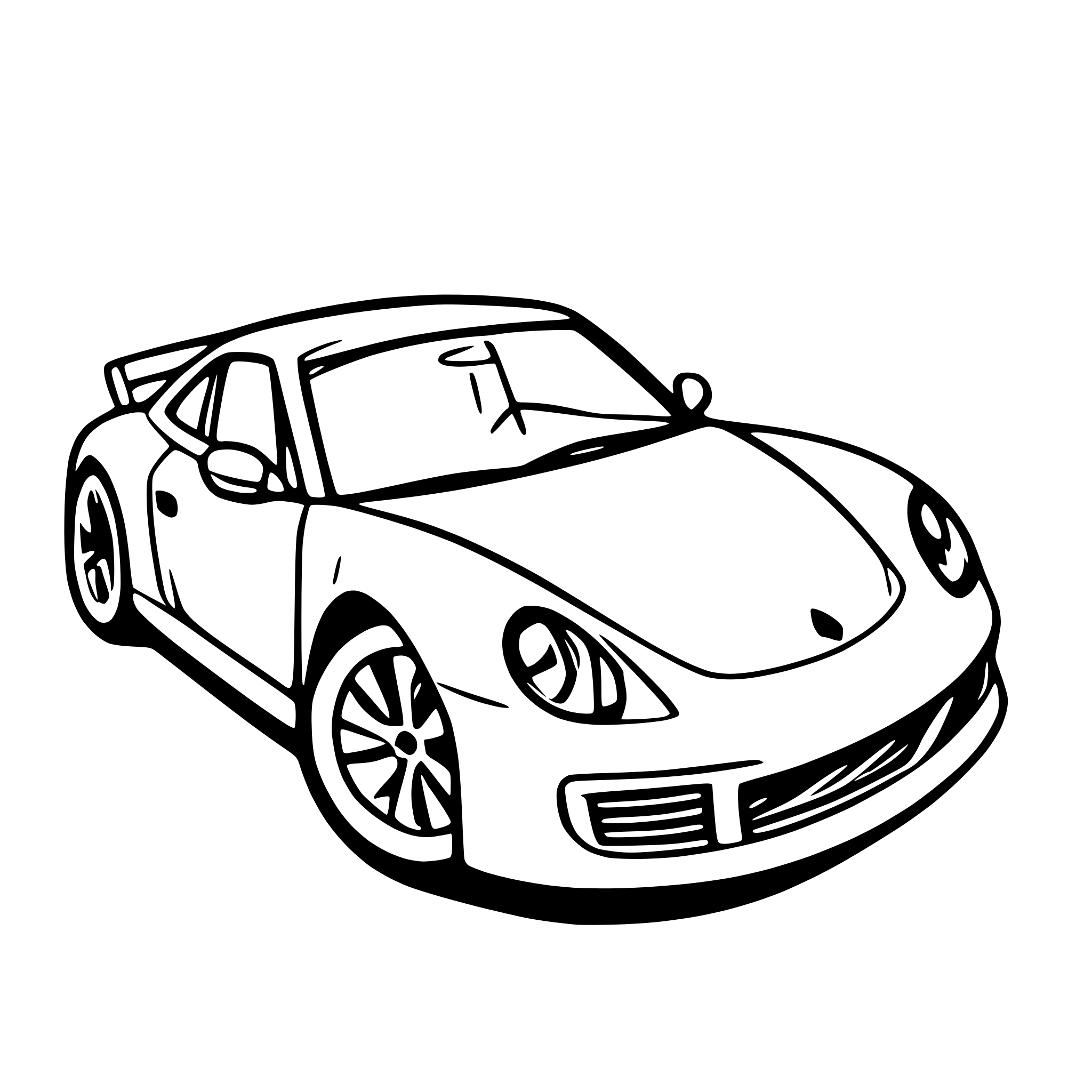 AI-generated SVG of 'draw a porsche in a front upper view'