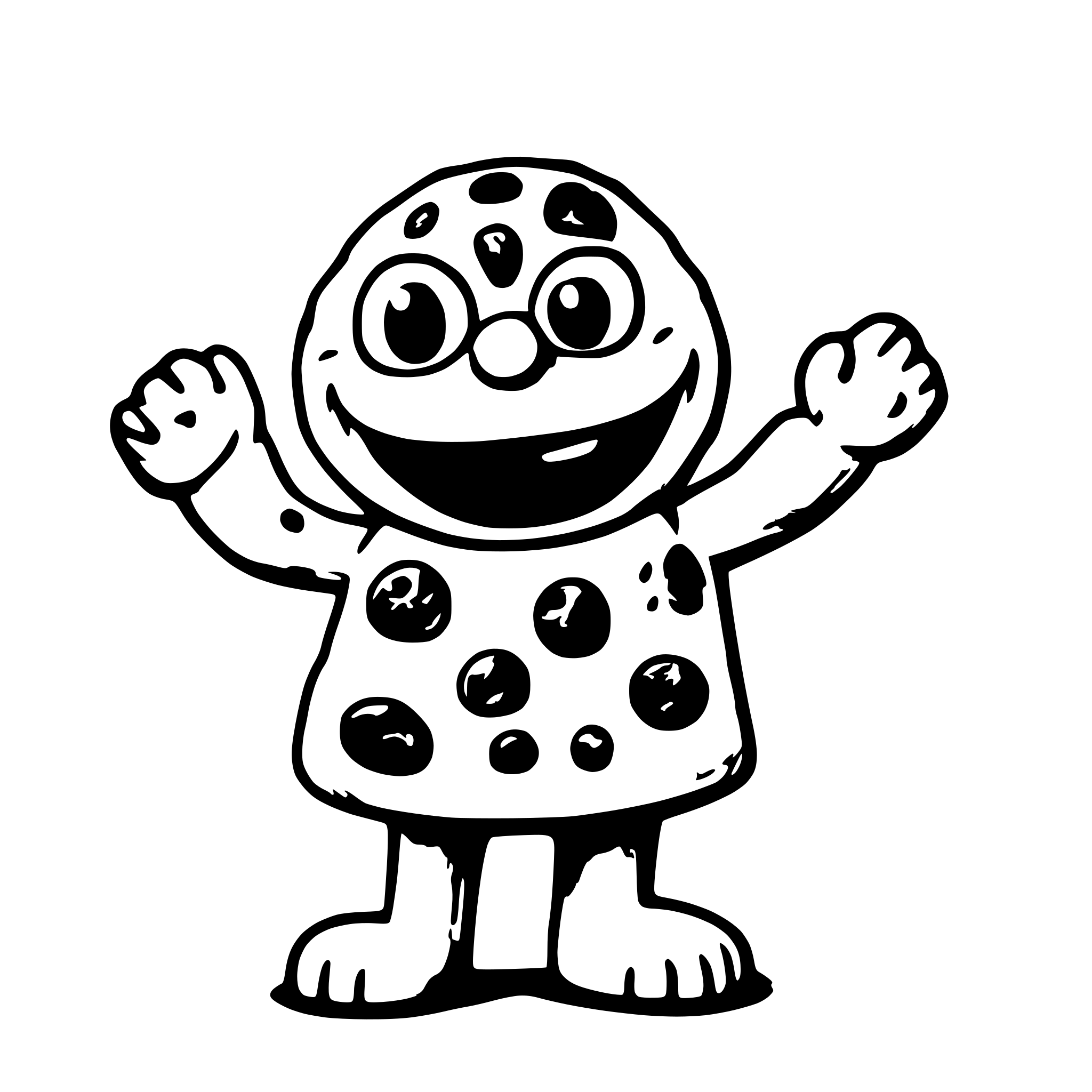 AI-generated SVG of 'Cookie Monster character, sesame street, fuzzy, puppet costume, waving, smile, outline'