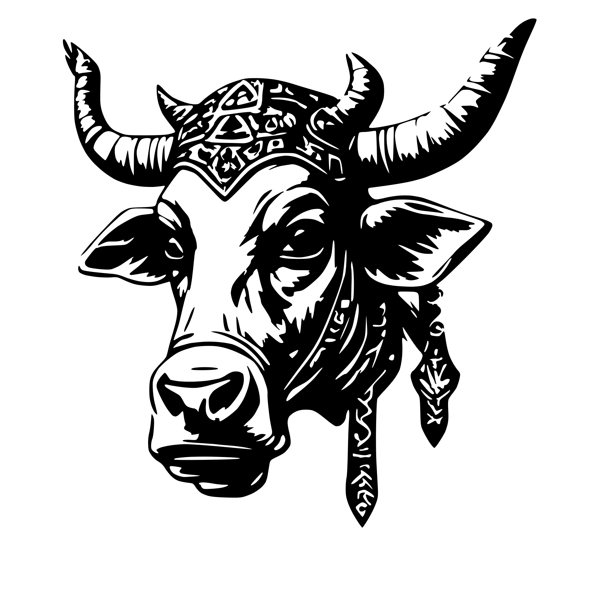 AI-generated SVG of a Cow with the trishul mounted on it
