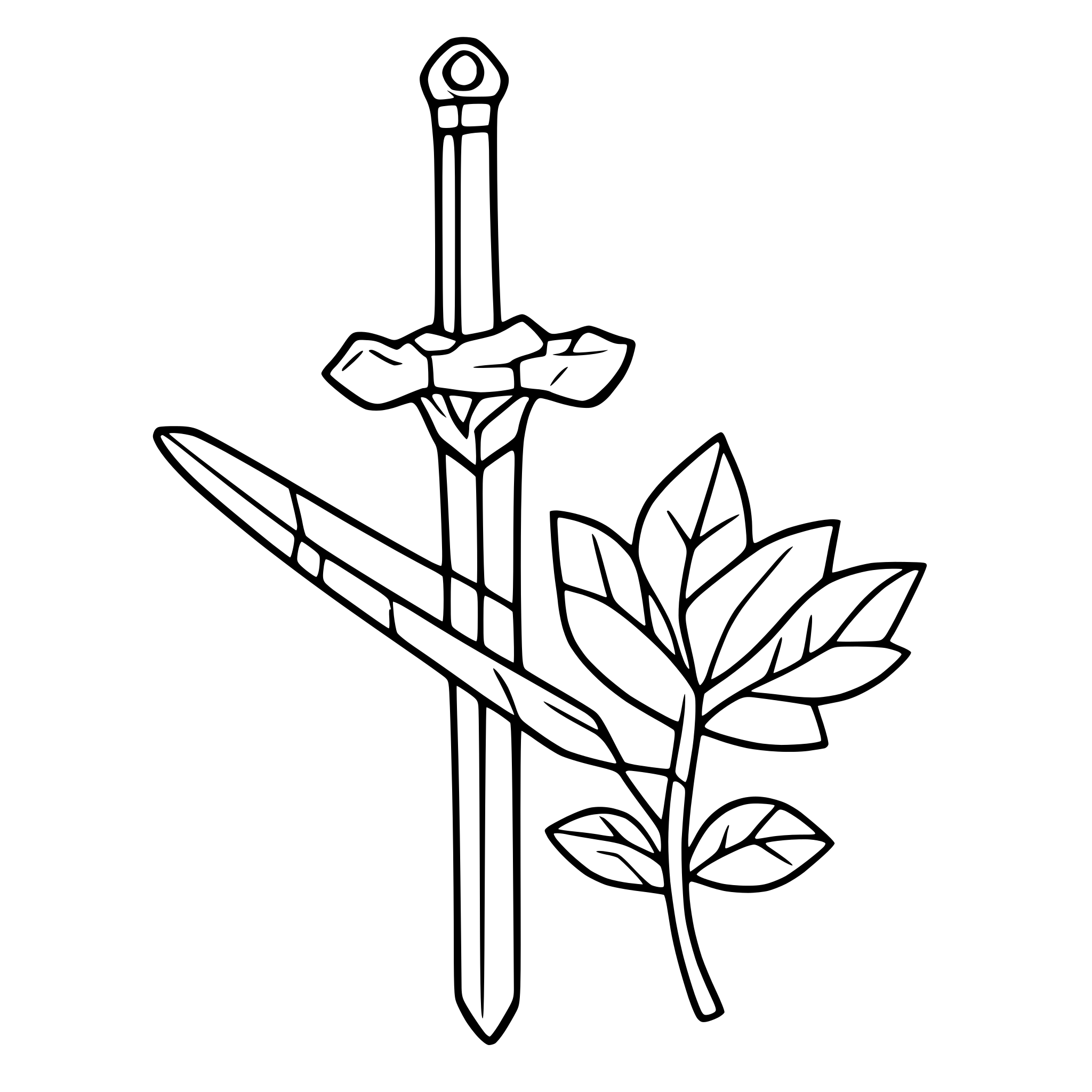 AI-generated SVG of 'sword with roses entwined'