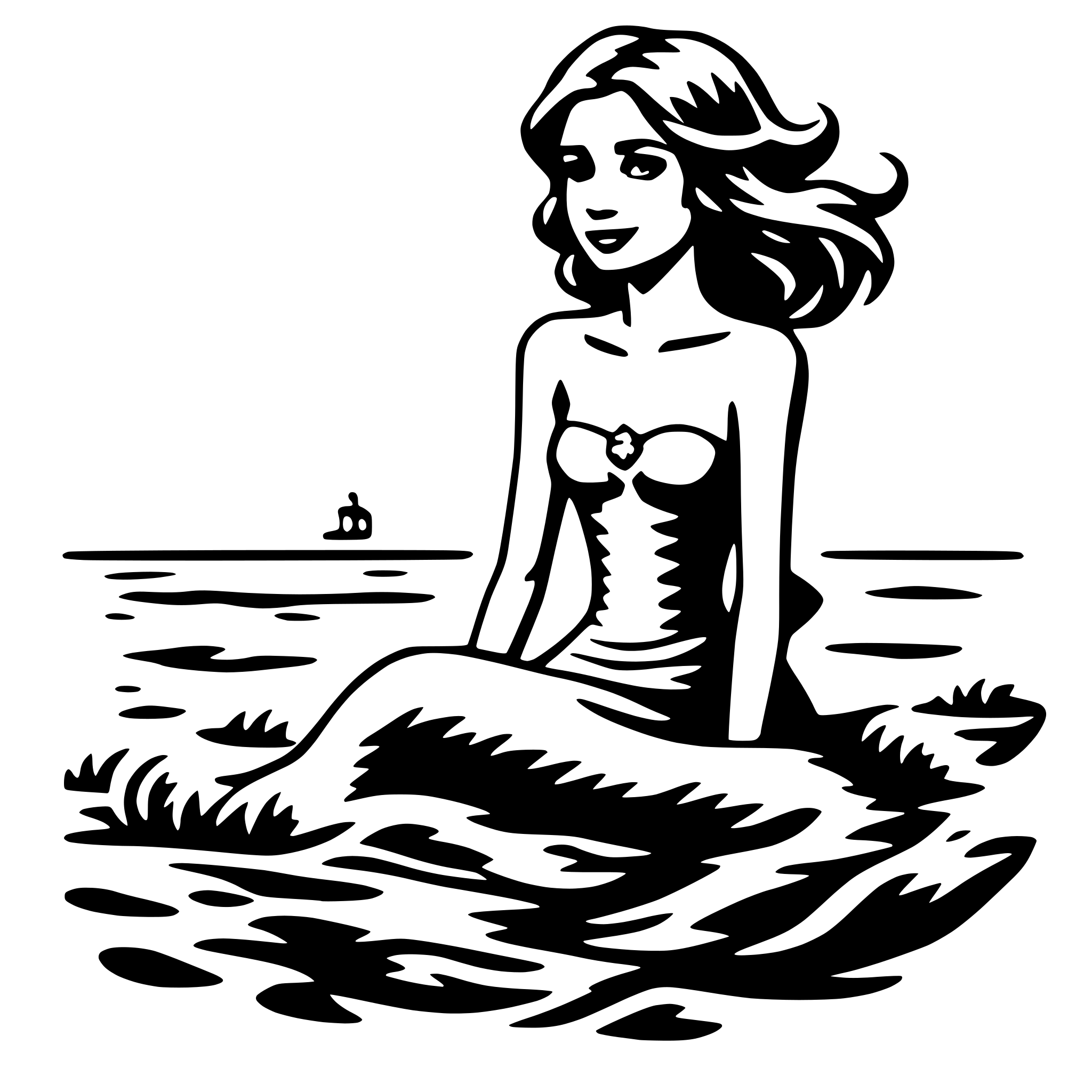 AI-generated SVG of 'mermaid and waves'