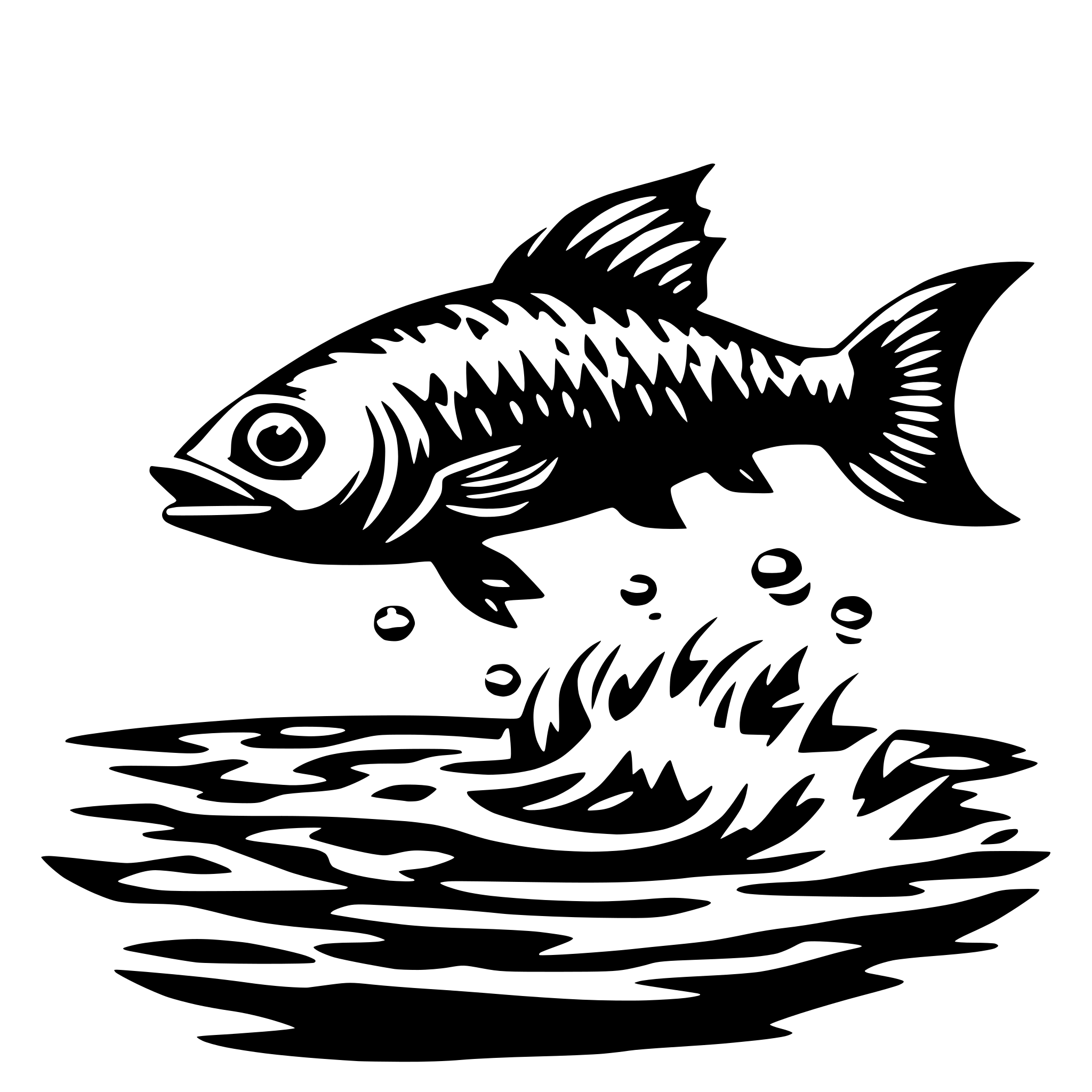 AI-generated SVG of 'jumping fish black vector'