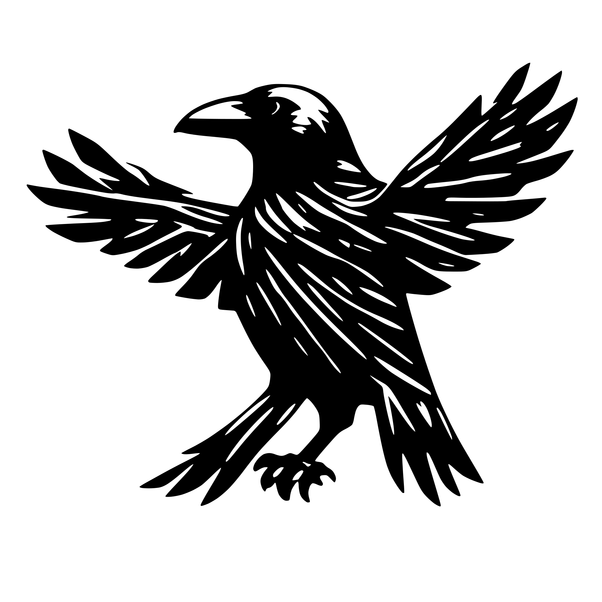 AI-generated SVG of 'circuit board lines in the shape of a raven'