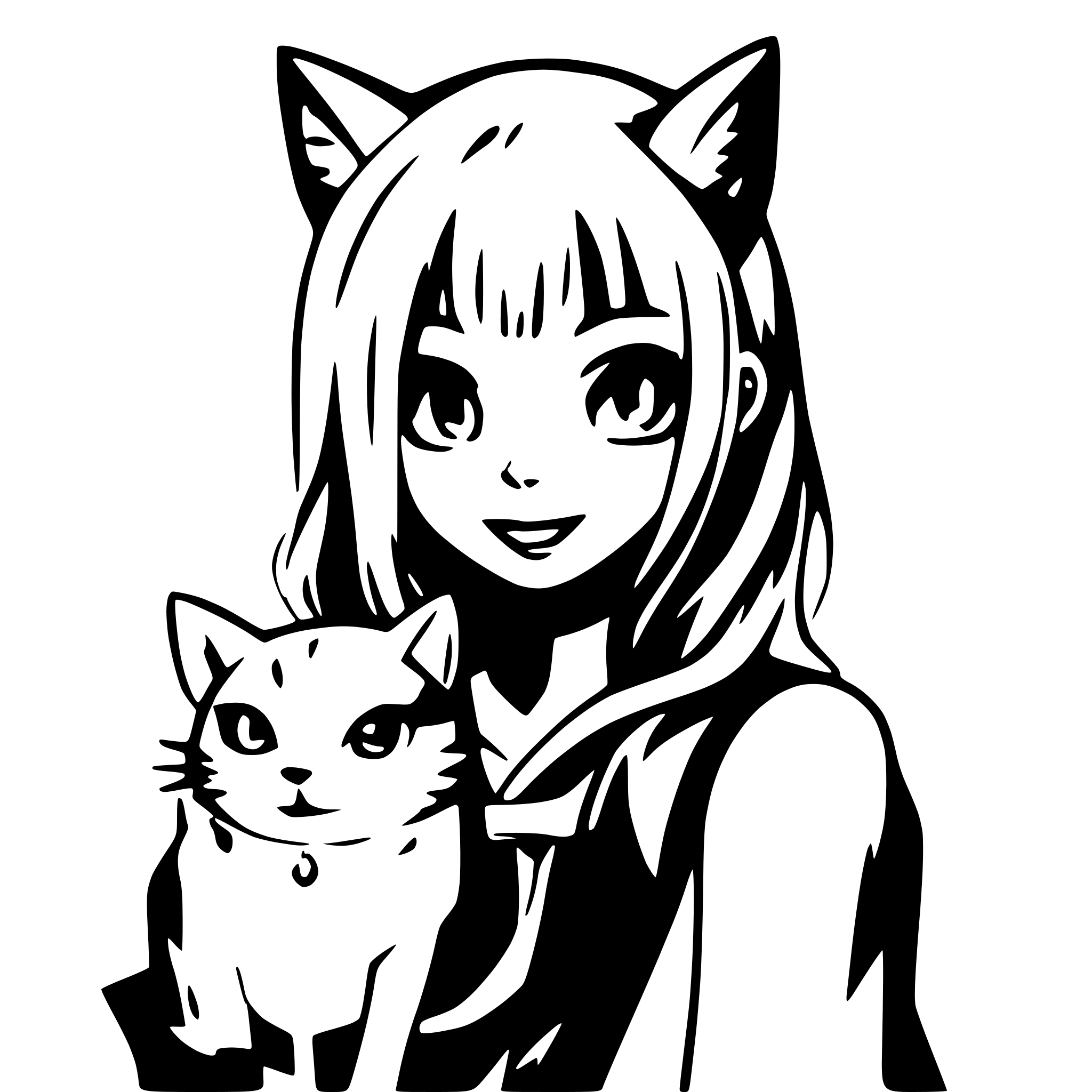 AI-generated SVG of a Manga cat girl
