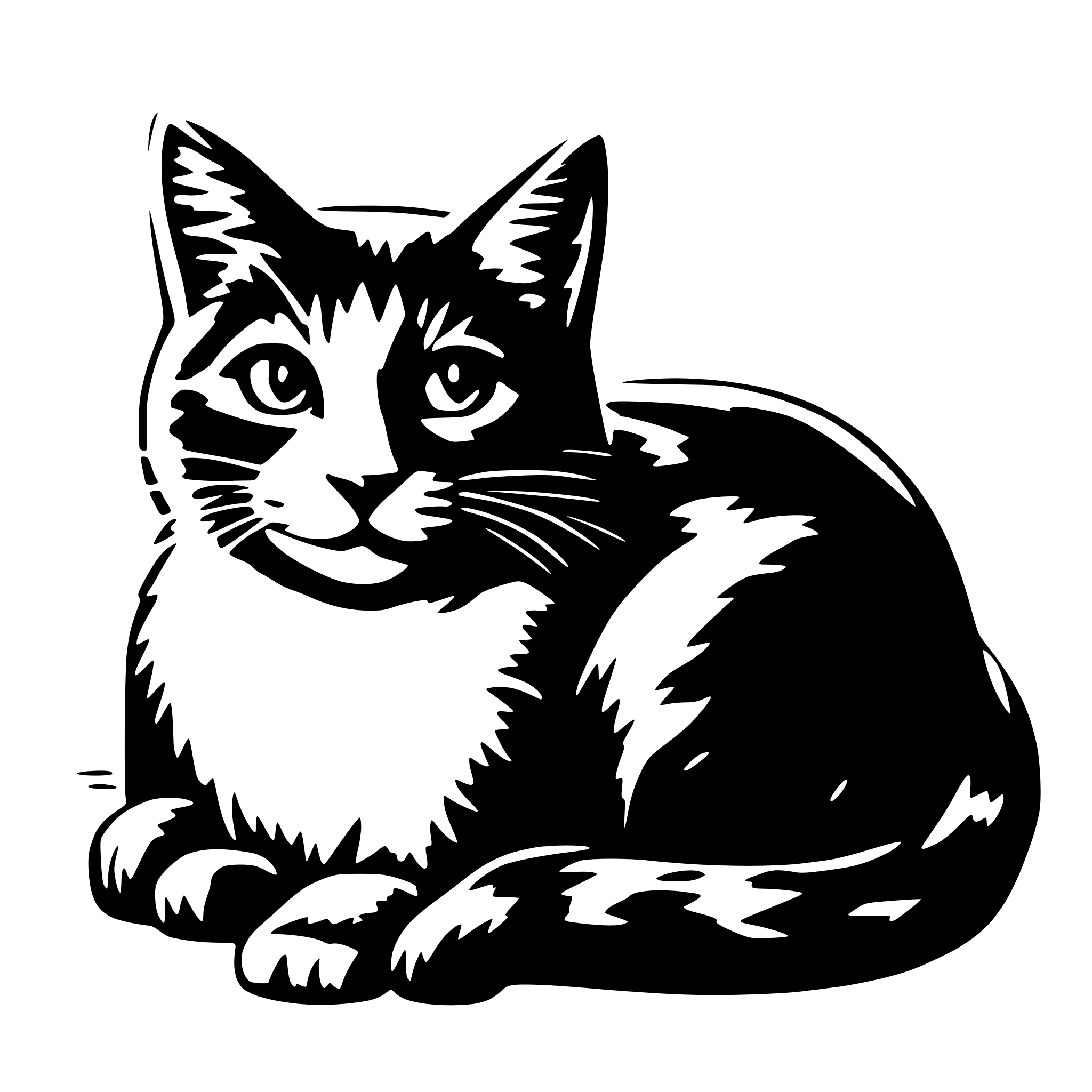AI-generated SVG of 'schwarze Katze hinter Garnknäuel'
