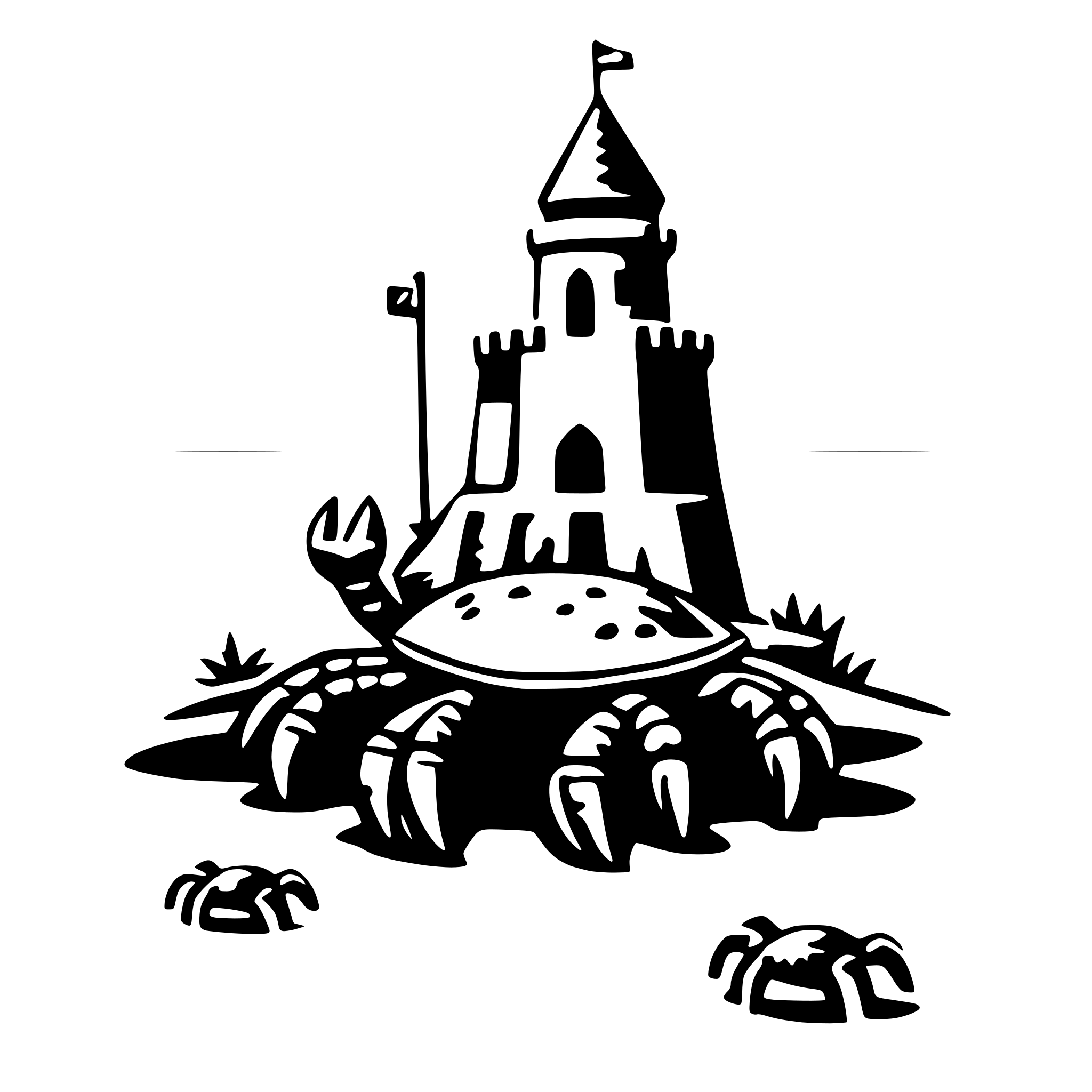 AI-generated SVG of a crab with sandcastle