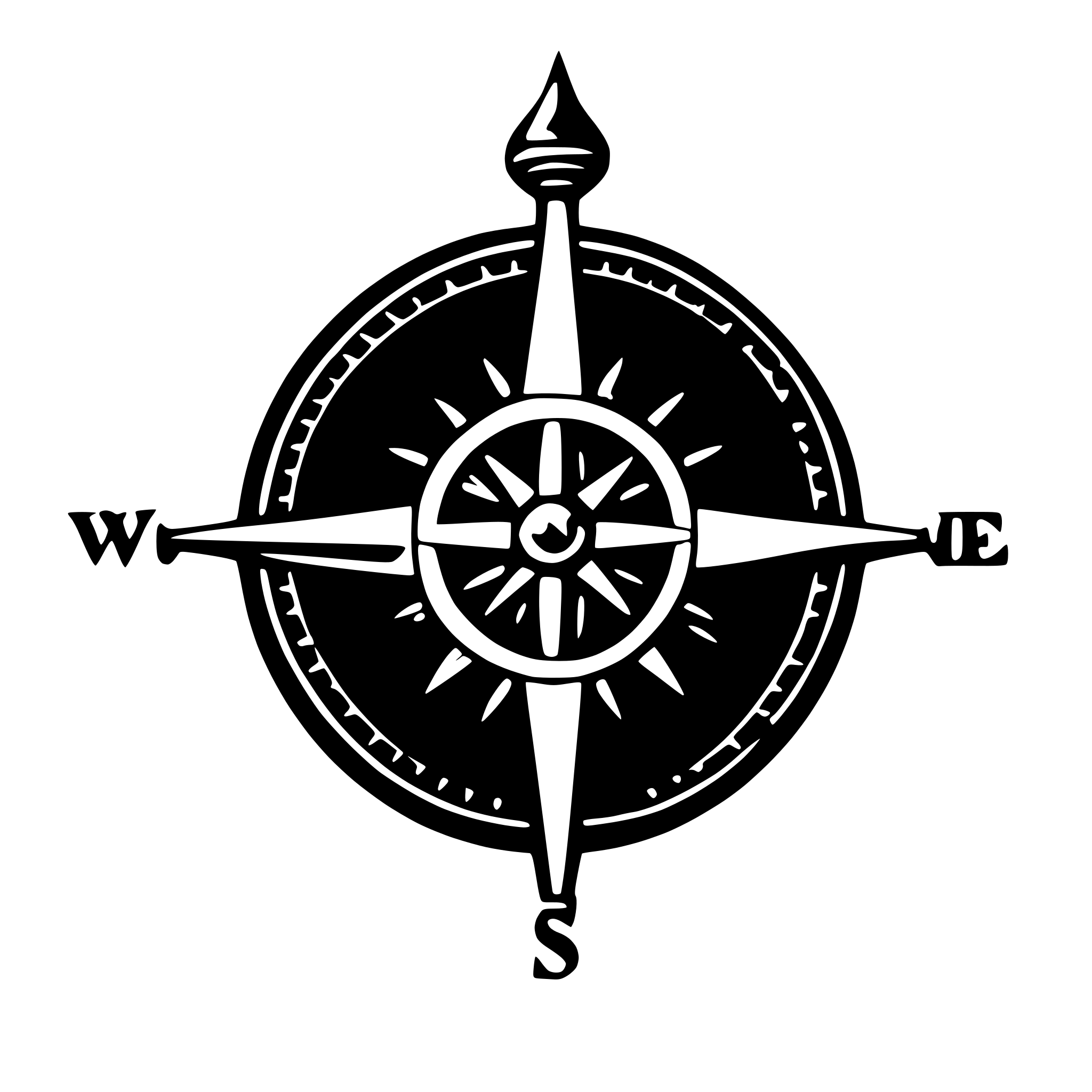 AI-generated SVG of 'square globe inside a compass'